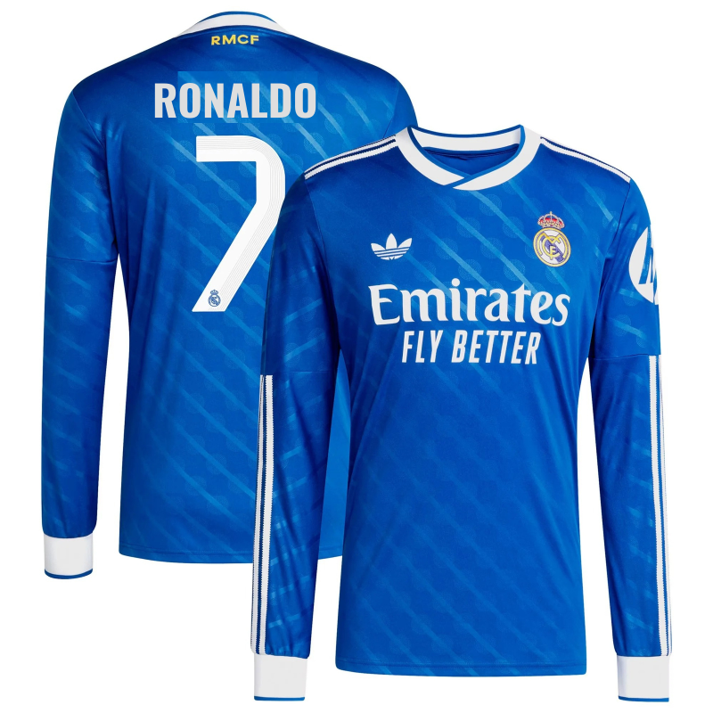 Cristiano Ronaldo 7 Real Madrid 2025/26 Third Long Sleeve Player Soccer Shirt - Blue