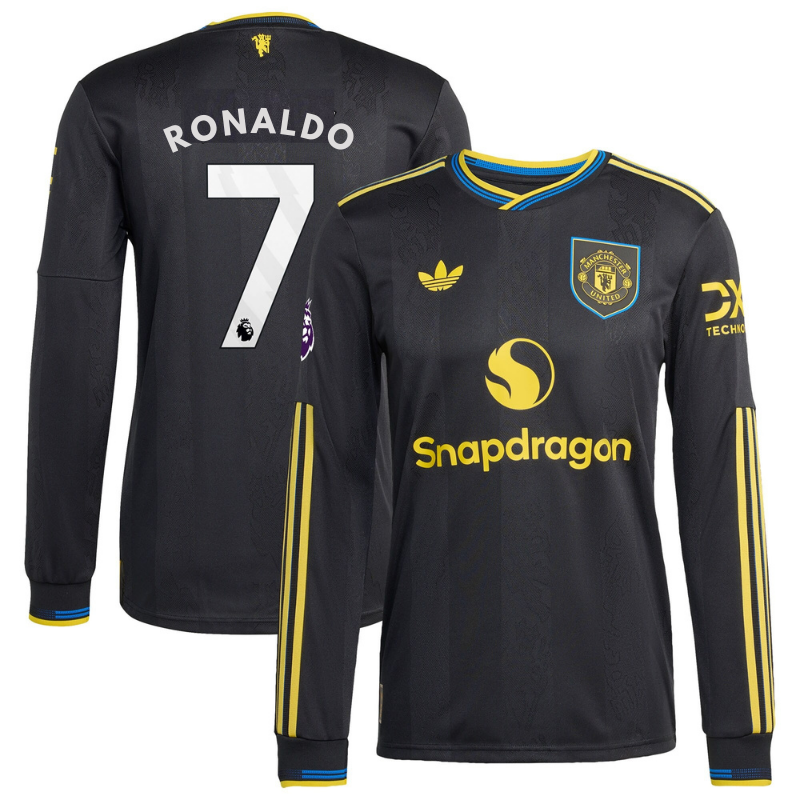 Cristiano Ronaldo Manchester United 2025/26 Third Long Sleeve Player Soccer Shirt - Black