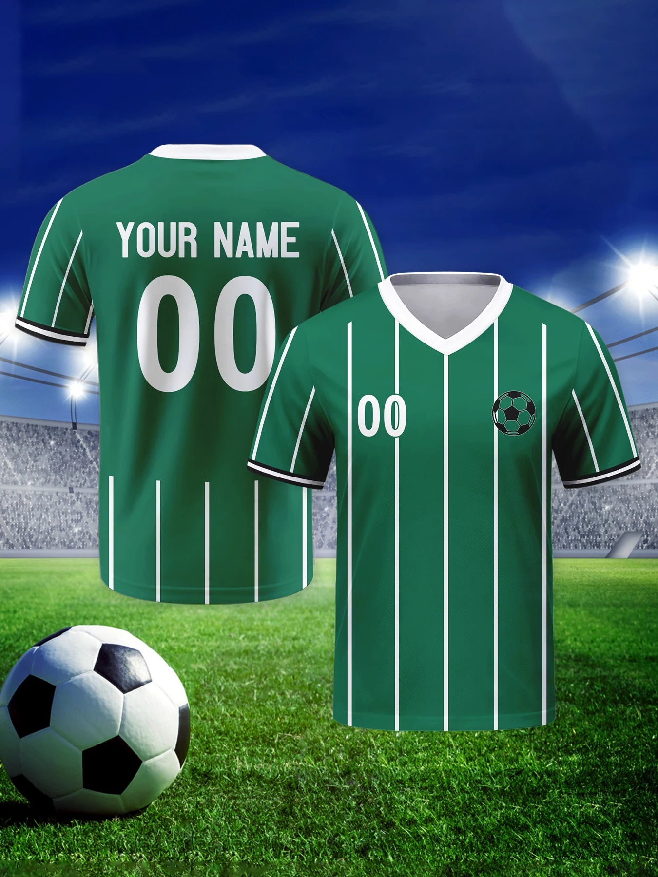 Custom Soccer Jersey - Personalized Green Football Team Shirt with Name and Number