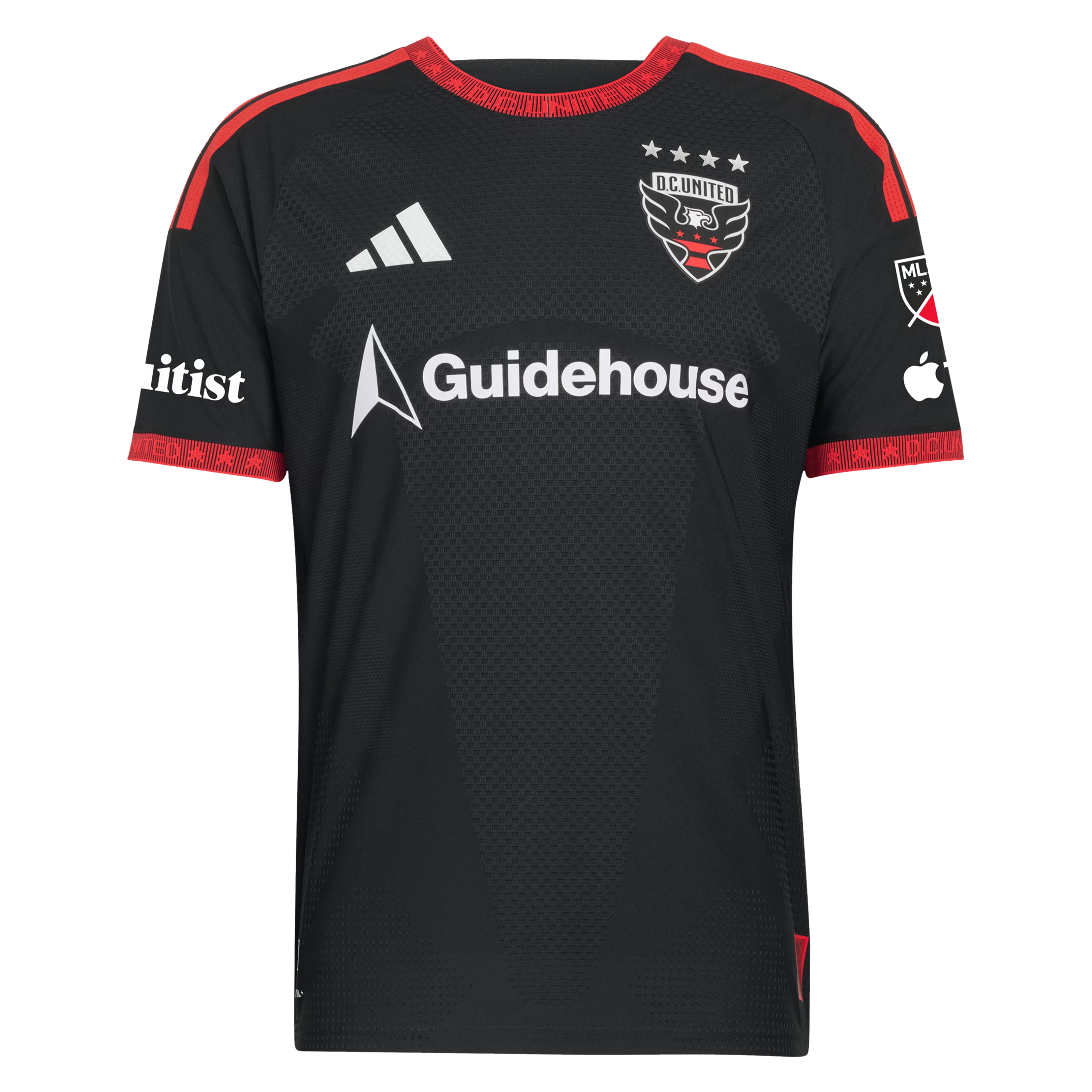 D.C. United // adidas Official 2026 Black-and-Red On-Field Patch Custom Jersey – Black