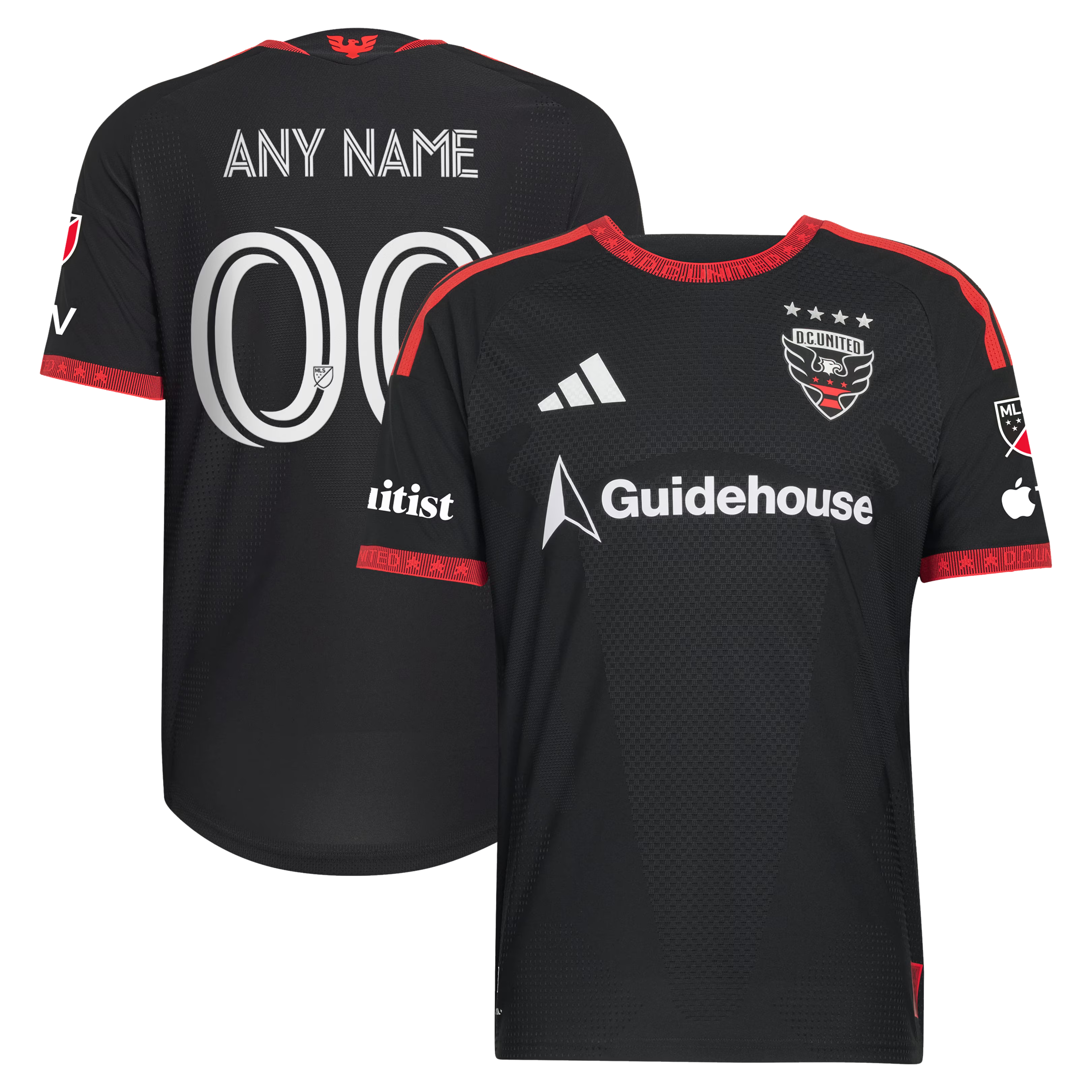D.C. United // adidas Official 2026 Black-and-Red On-Field Patch Custom Jersey – Black