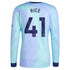 Declan Rice Arsenal 2024/25 Third Long Sleeve Player Soccer Shirt - Aqua
