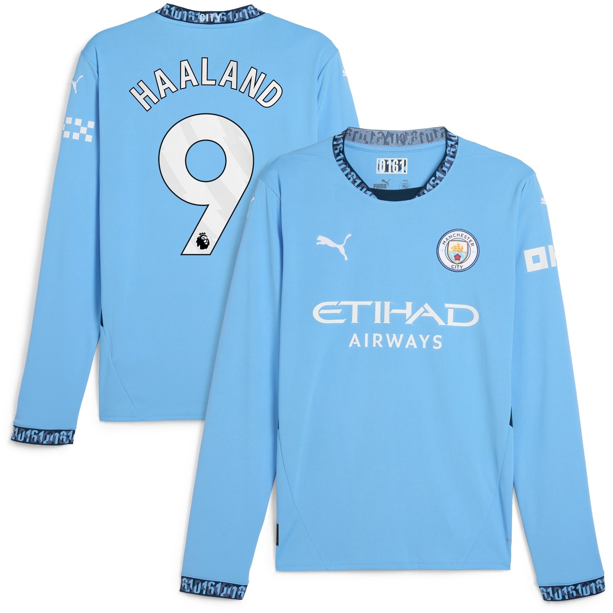 Erling Haaland Manchester City 2024/25 Home Long Sleeve Player Soccer Shirt - Light Blue
