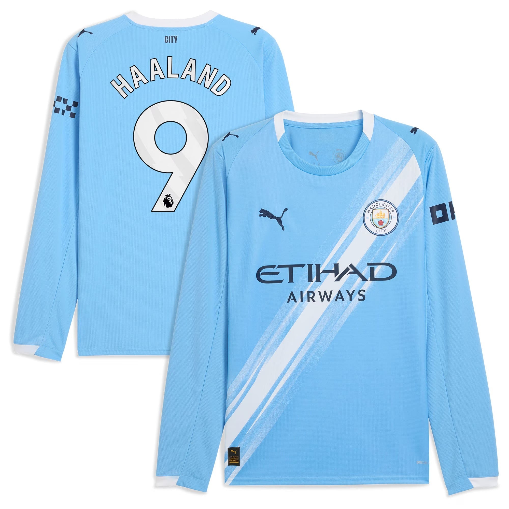 Erling Haaland Manchester City 2025/26 Home Long Sleeve Player Soccer Shirt - Sky Blue