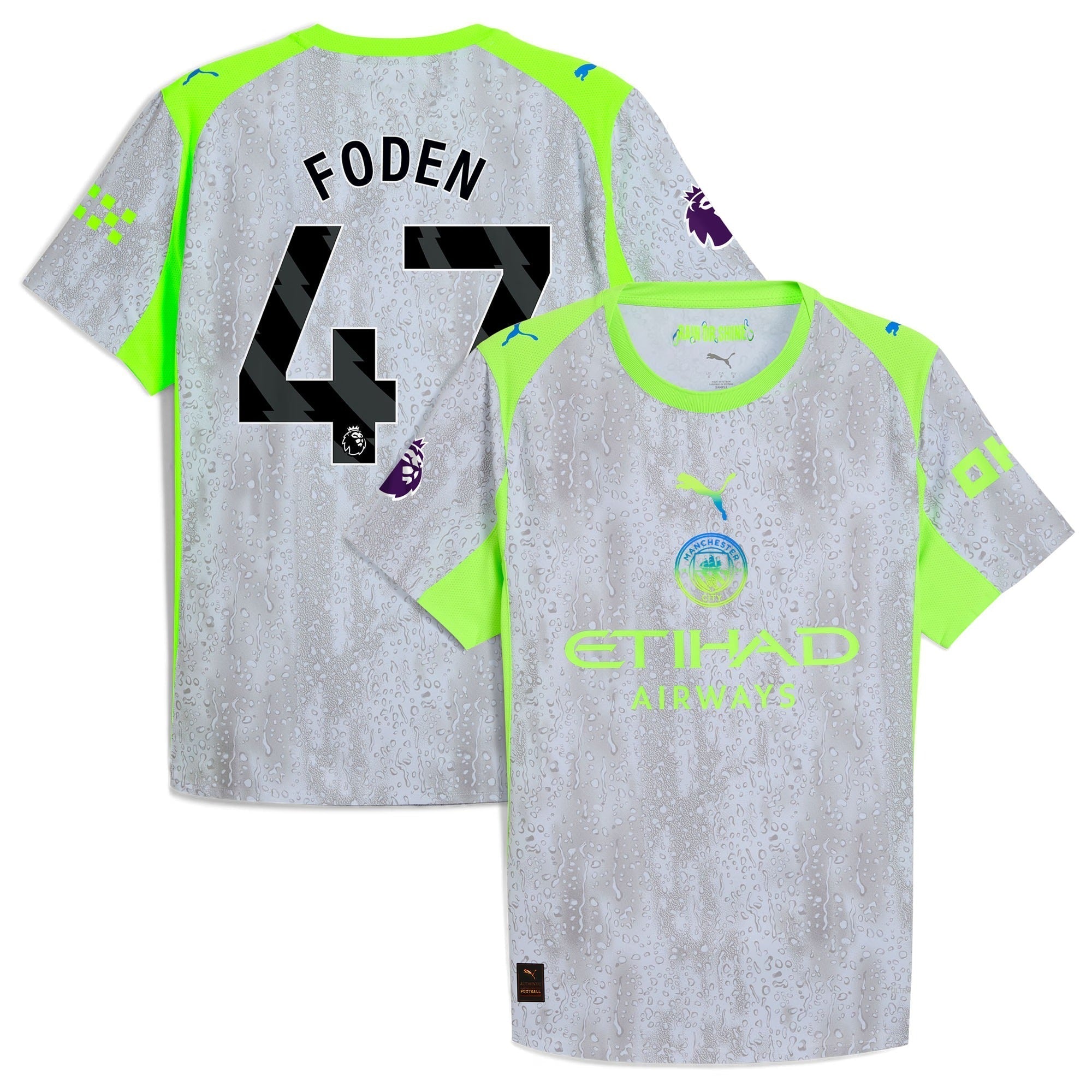 Foden 47 Manchester City 2025/26 Third Soccer Shirt - Green/Neon Green