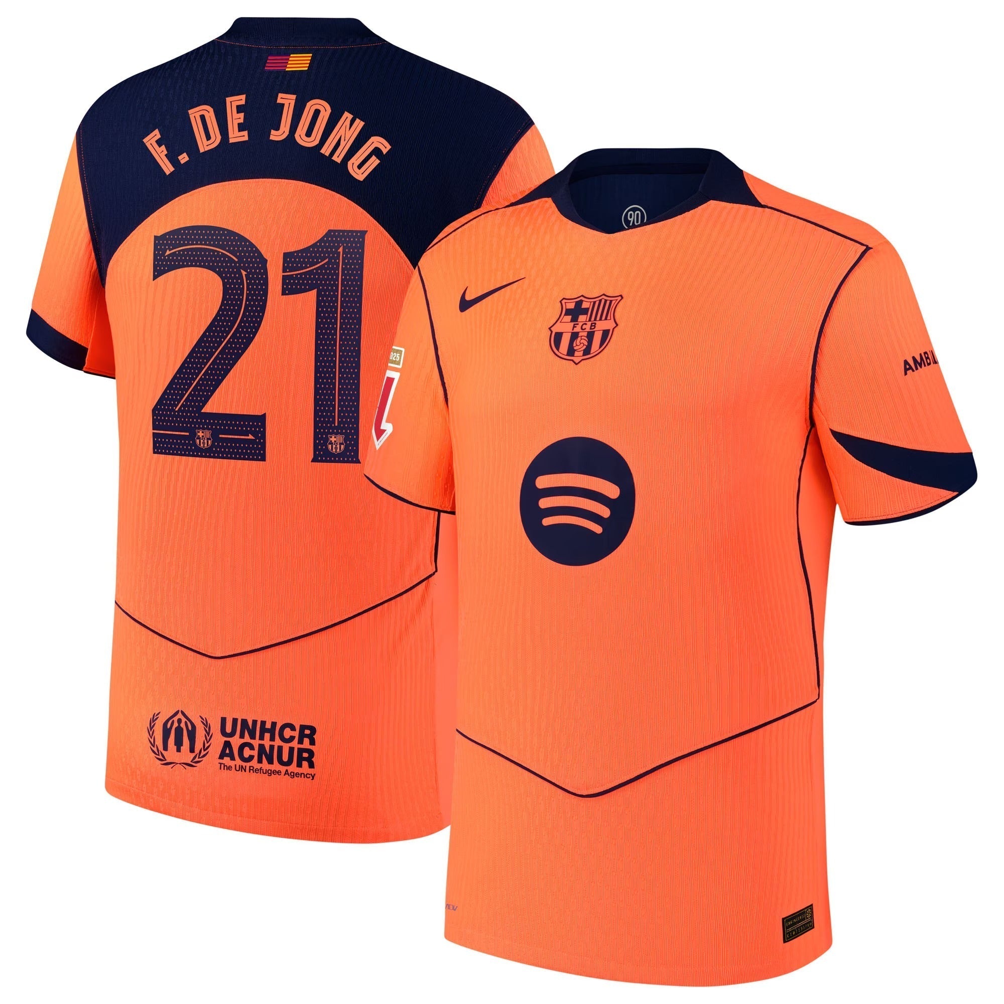 Frenkie de Jong Barcelona 2025/26 Third Player Soccer Shirt - Orange
