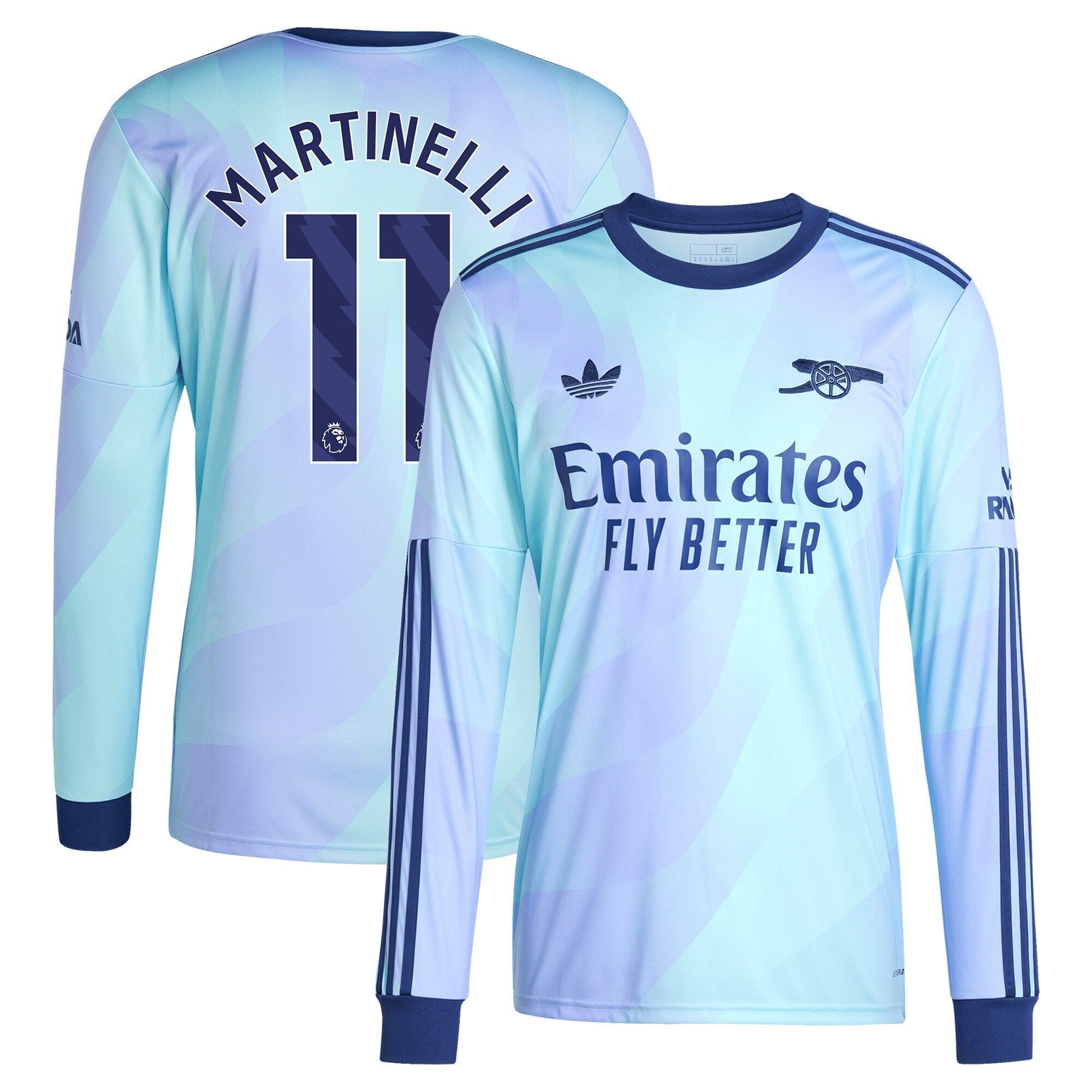 Gabriel Martinelli Arsenal 2024/25 Third Long Sleeve Player Soccer Shirt - Aqua