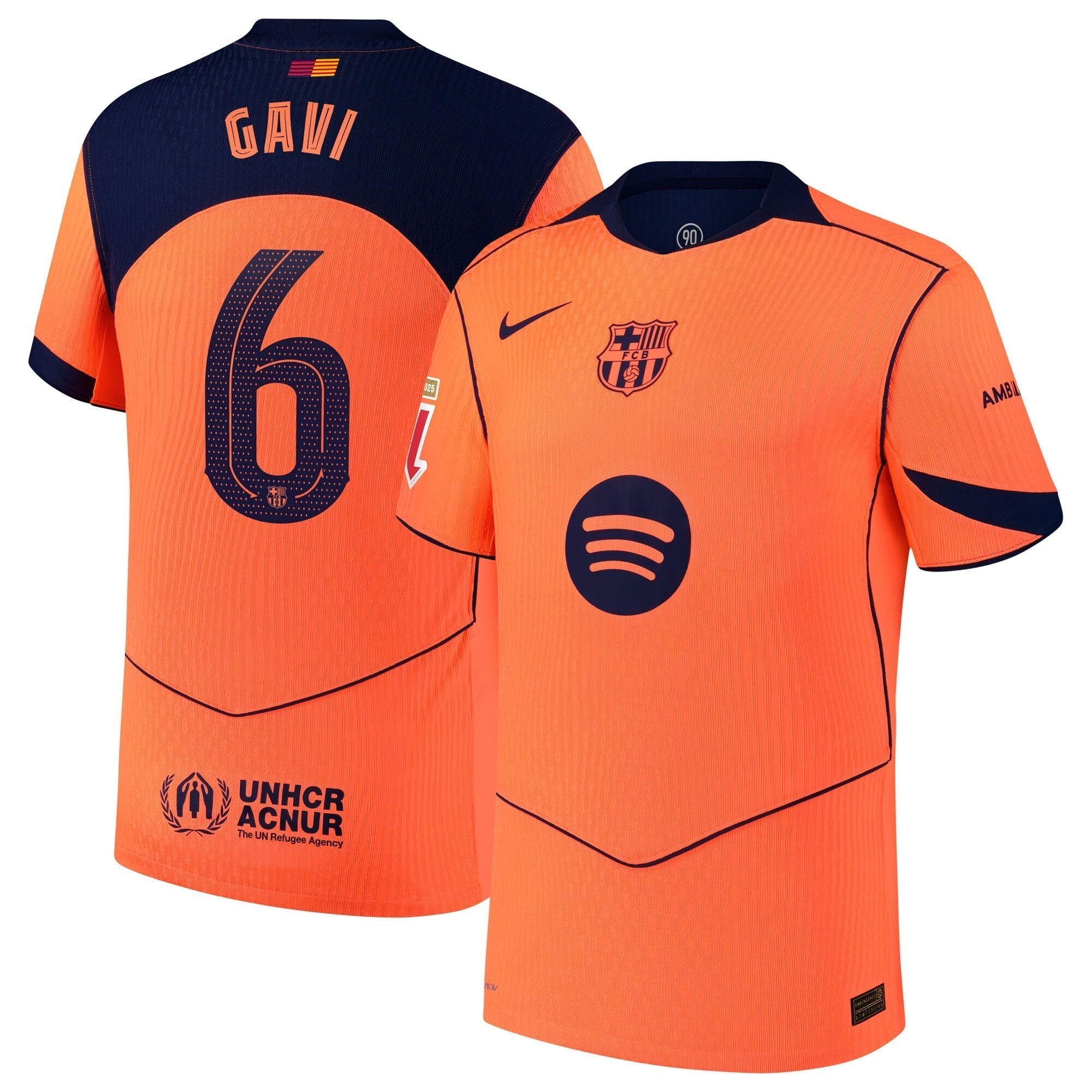 Gavi Barcelona 2025/26 Third Player Soccer Shirt - Orange