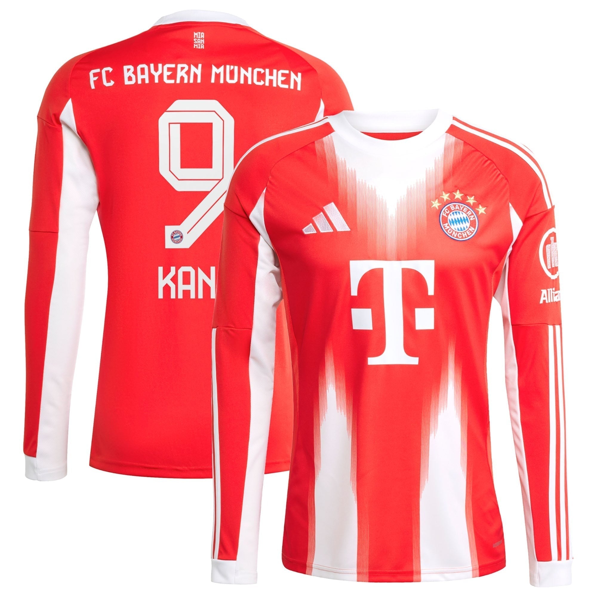 Harry Kane Bayern Munich 2025/26 Home Long Sleeve Soccer Shirt - Red