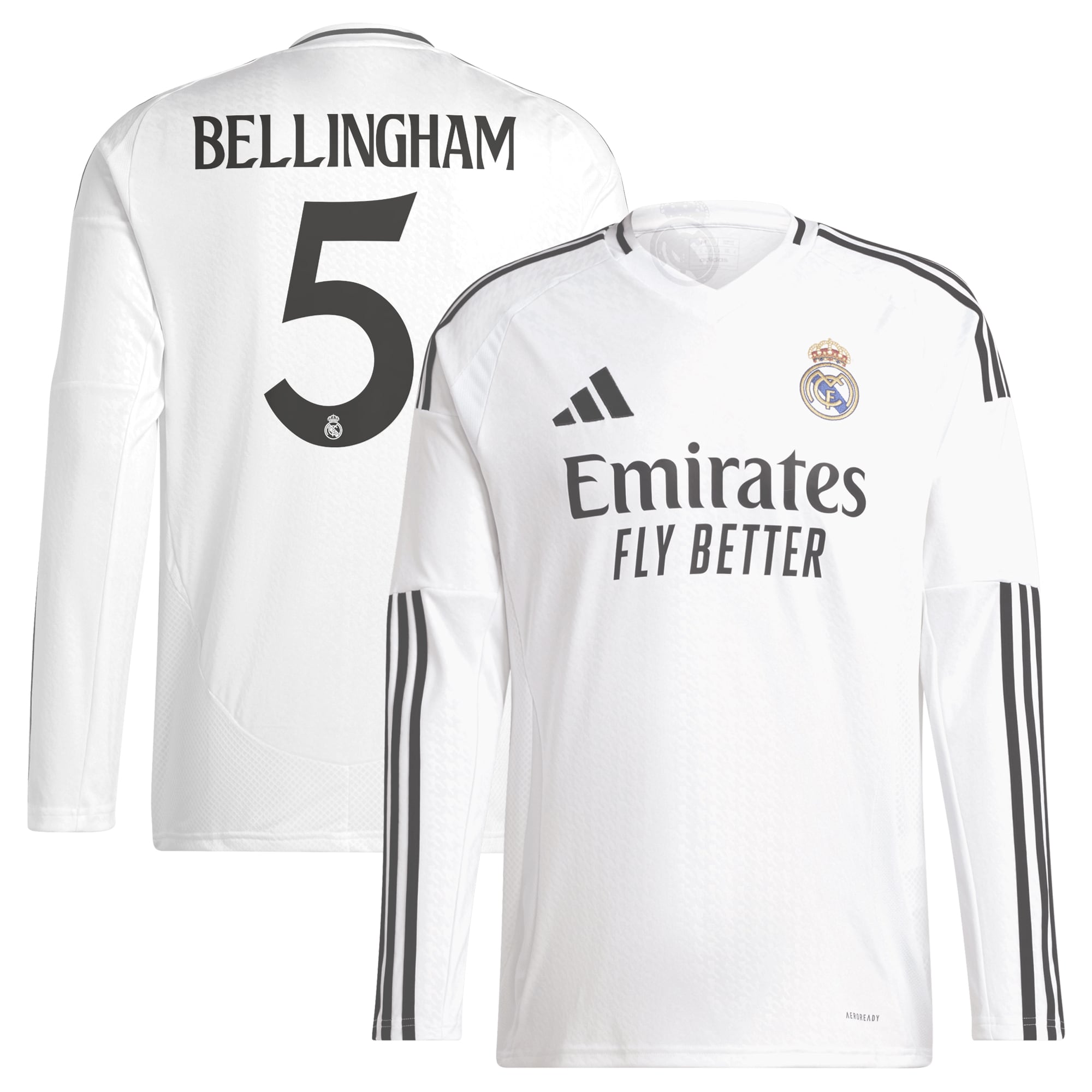 Jude Bellingham Real Madrid  2024/2025 Home Long Sleeve Player Soccer Shirt - White