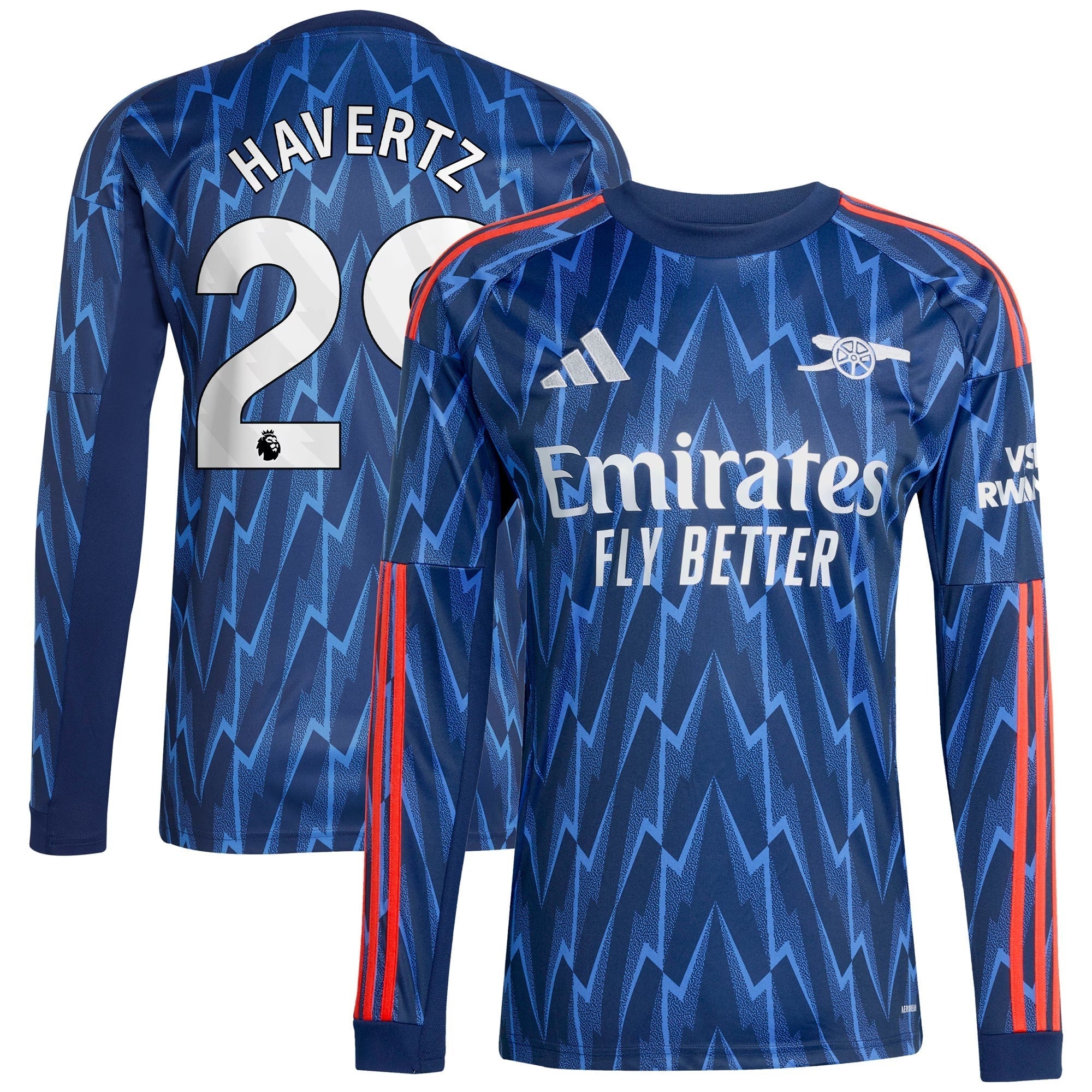 Kai Havertz Arsenal 2025/26 Away Long Sleeve Player Soccer Shirt - Blue