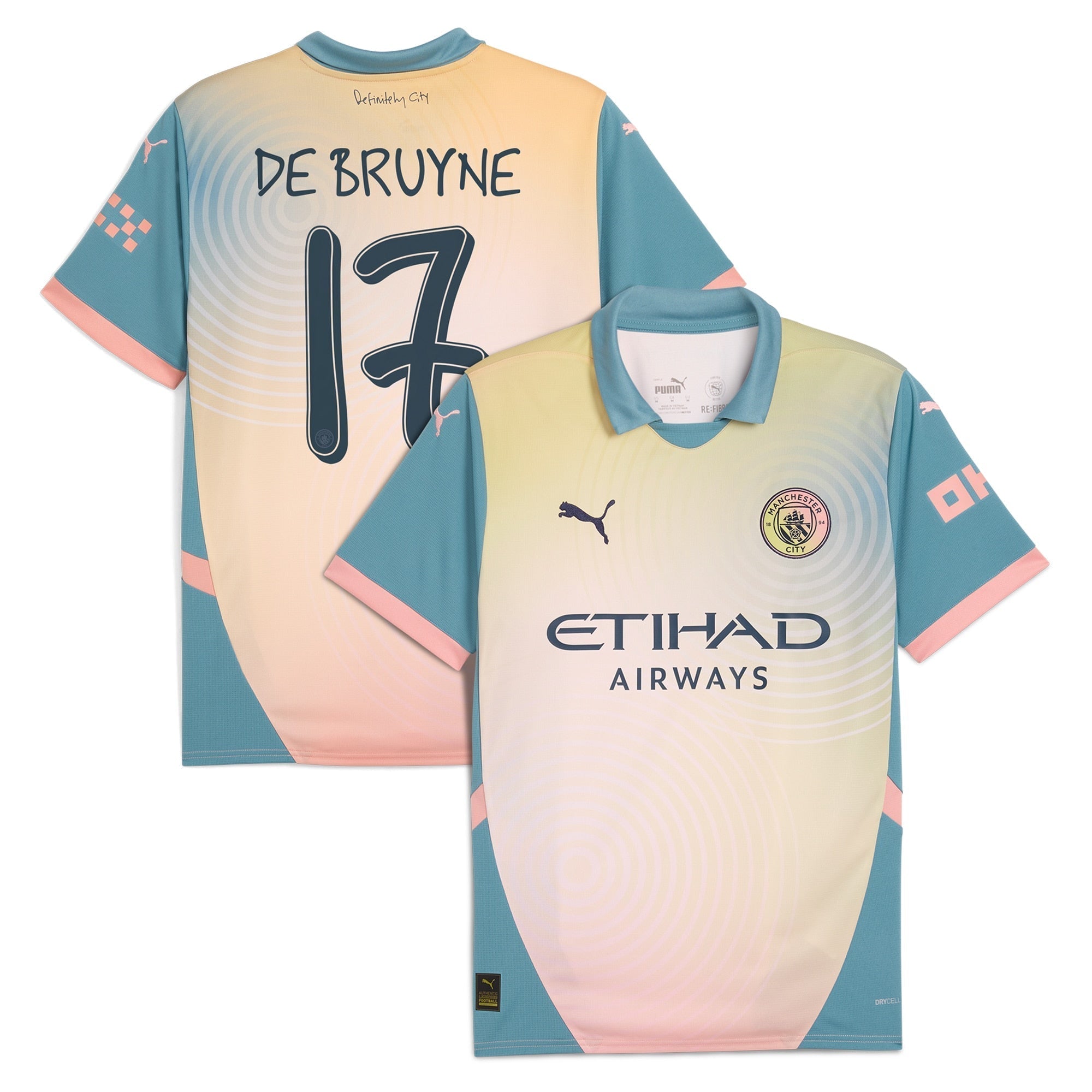 Kevin De Bruyne Manchester City 2024/25 Fourth Player Soccer Shirt - Blue