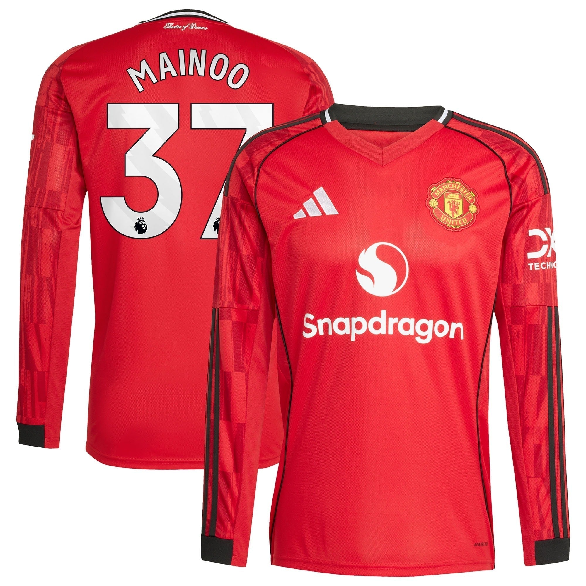 Kobbie Mainoo Manchester United Home 2025/26 Player Long Sleeve Soccer Shirt - Red
