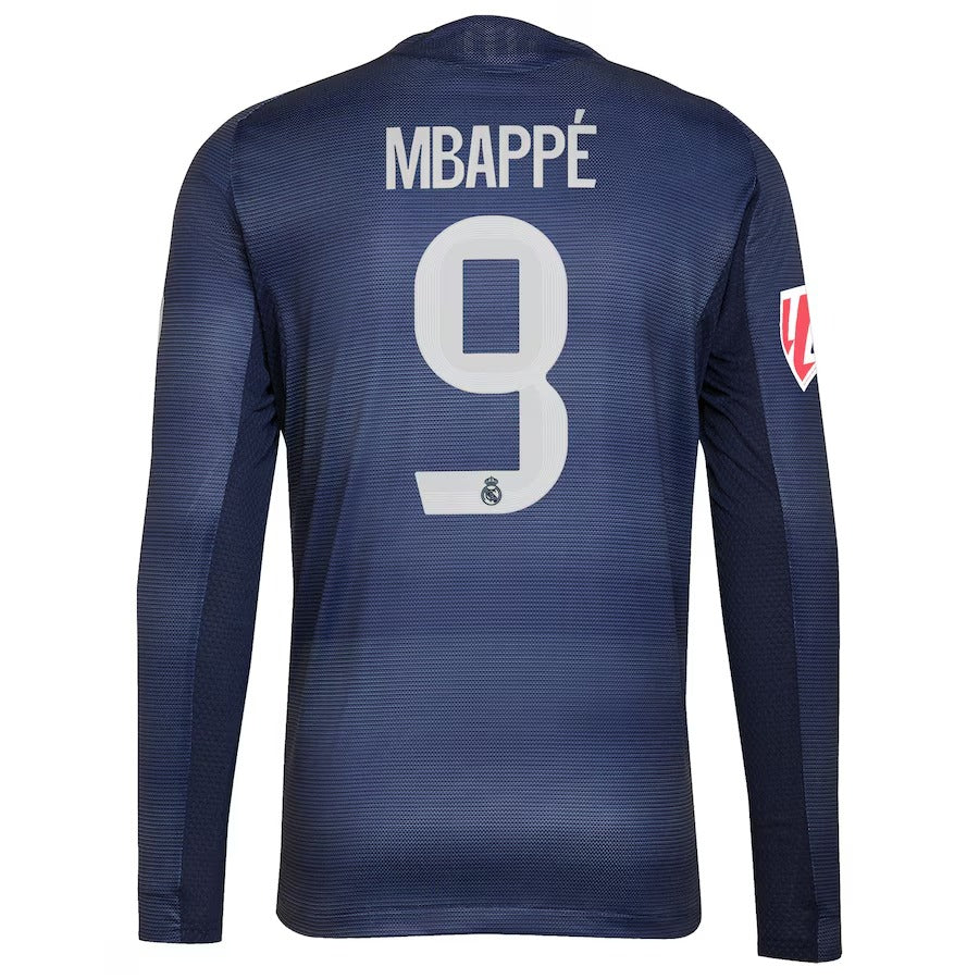 Kylian Mbappé Real Madrid 2025/26 Away Long Sleeve Player Soccer Shirt - Blue