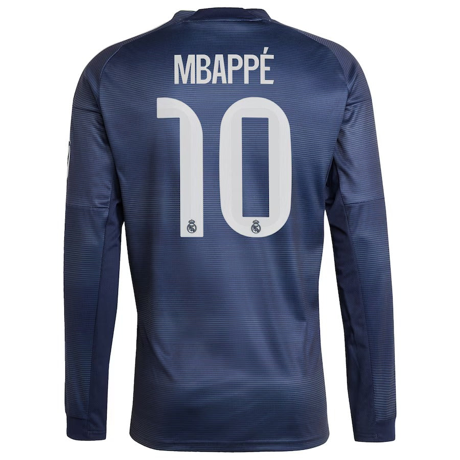 Kylian Mbappé Real Madrid 2025/26 Away Long Sleeve Player Soccer Shirt - Blue