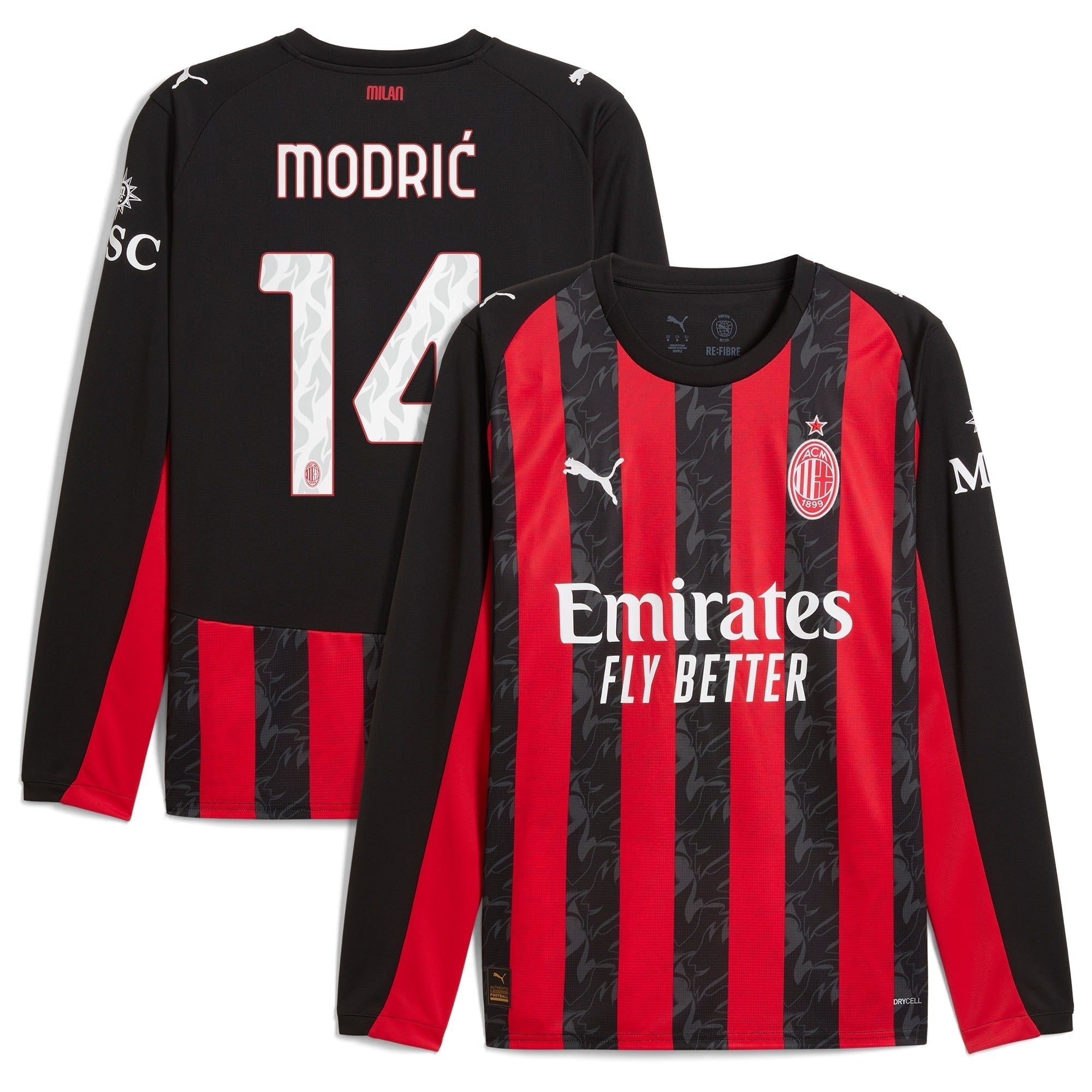 Luka Modric AC Milan 2025/26 Home Long Sleeve Soccer Shirt - Red