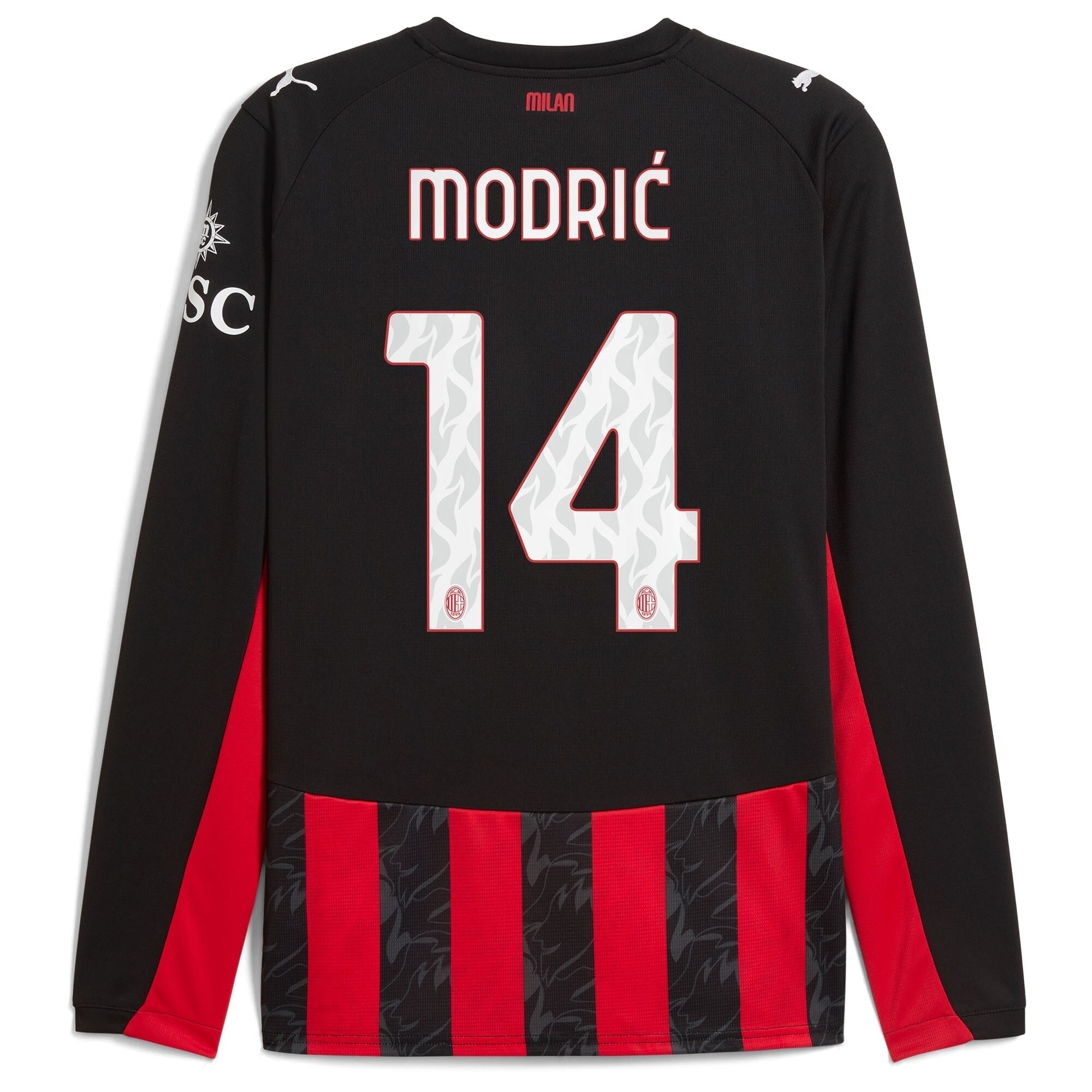 Luka Modric AC Milan 2025/26 Home Long Sleeve Soccer Shirt - Red