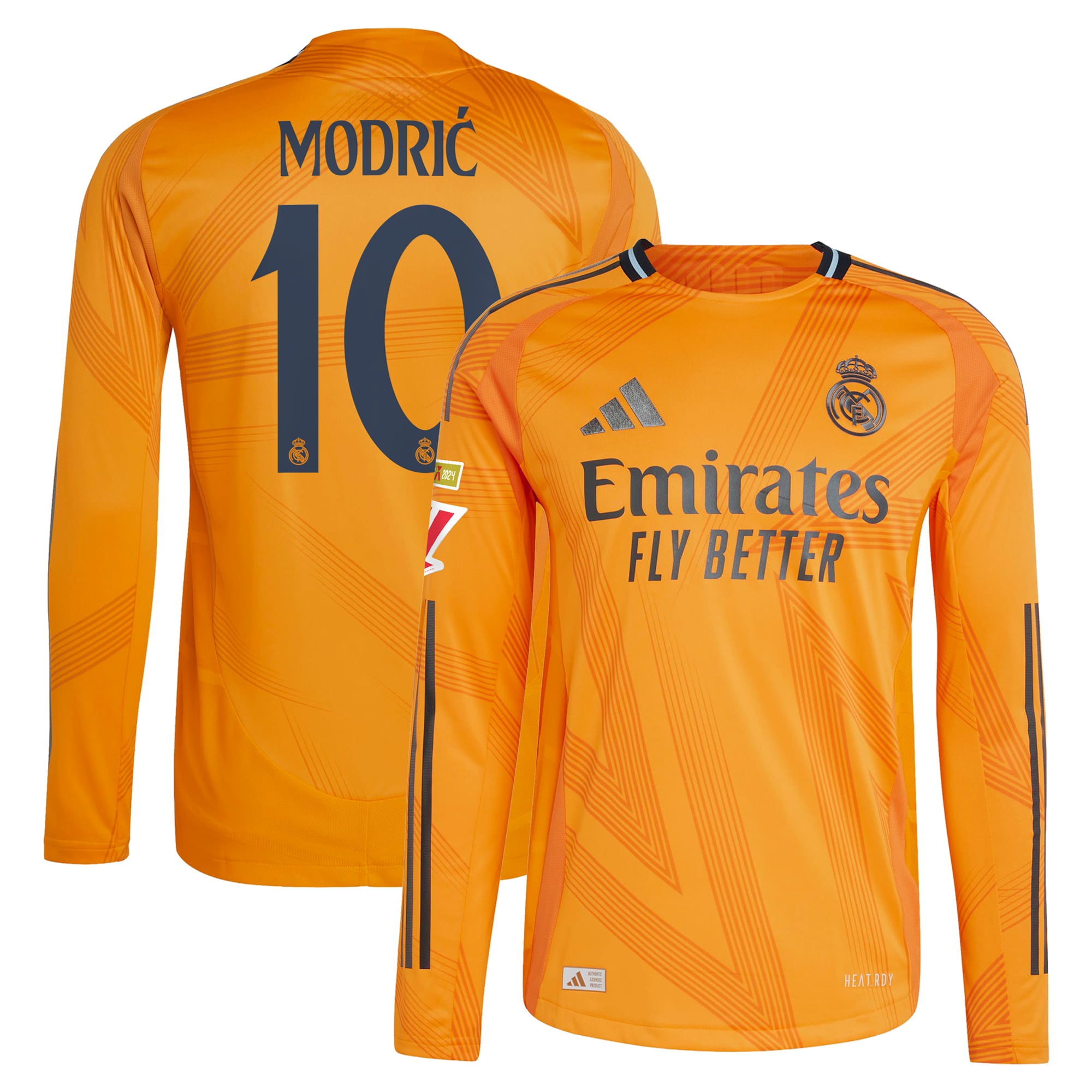 Luka Modric Real Madrid 2024/25 Away Long Sleeve Player Soccer Shirt - Orange