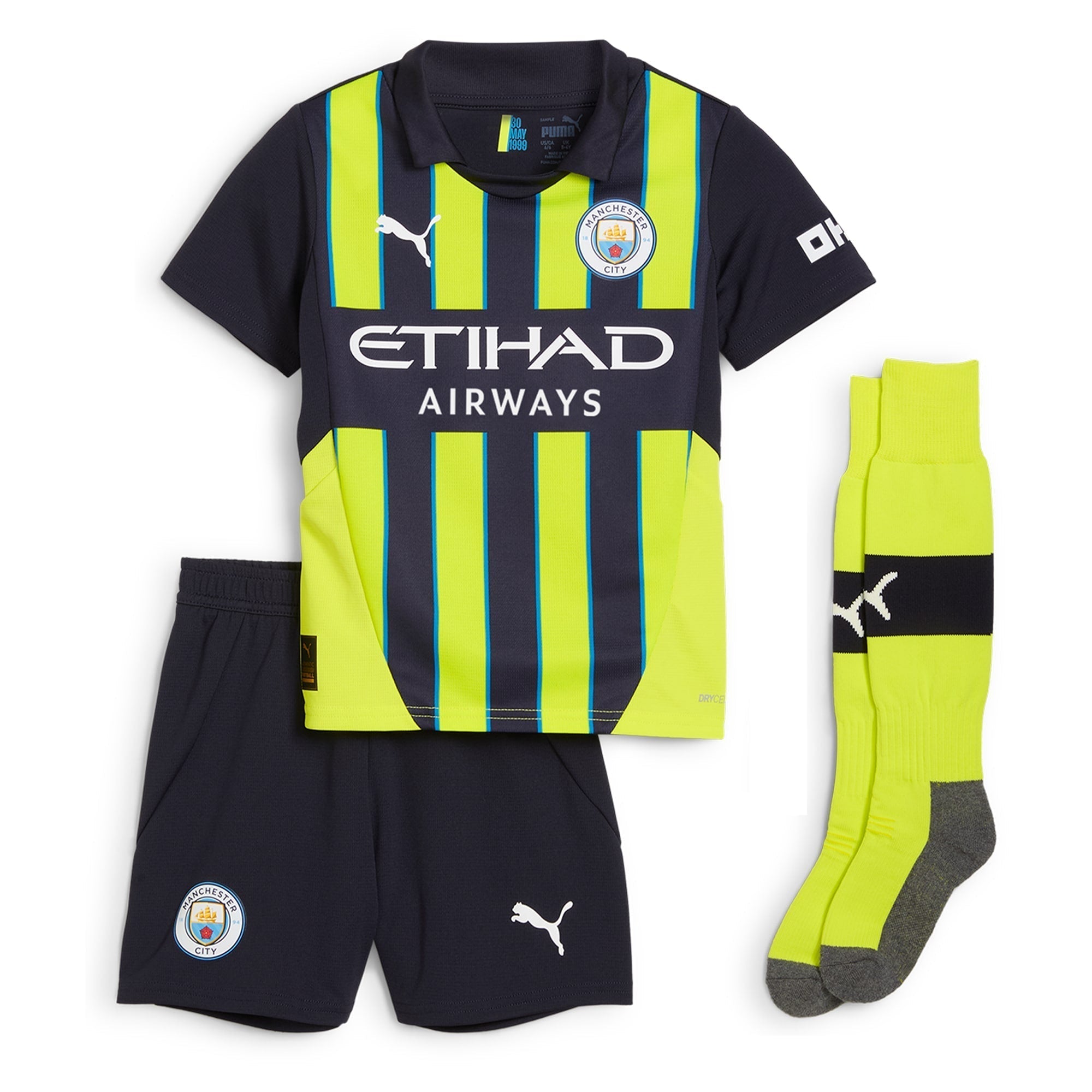 Manchester City Away Minikit 2024-25 with Foden 47 printing Kids Soccer Shirt