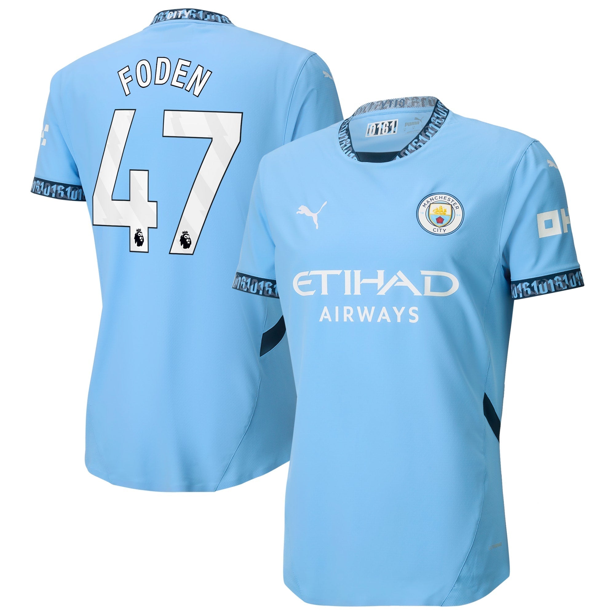 Manchester City Home Shirt 2024-25 with Foden 47 printing Soccer Shirt - Blue