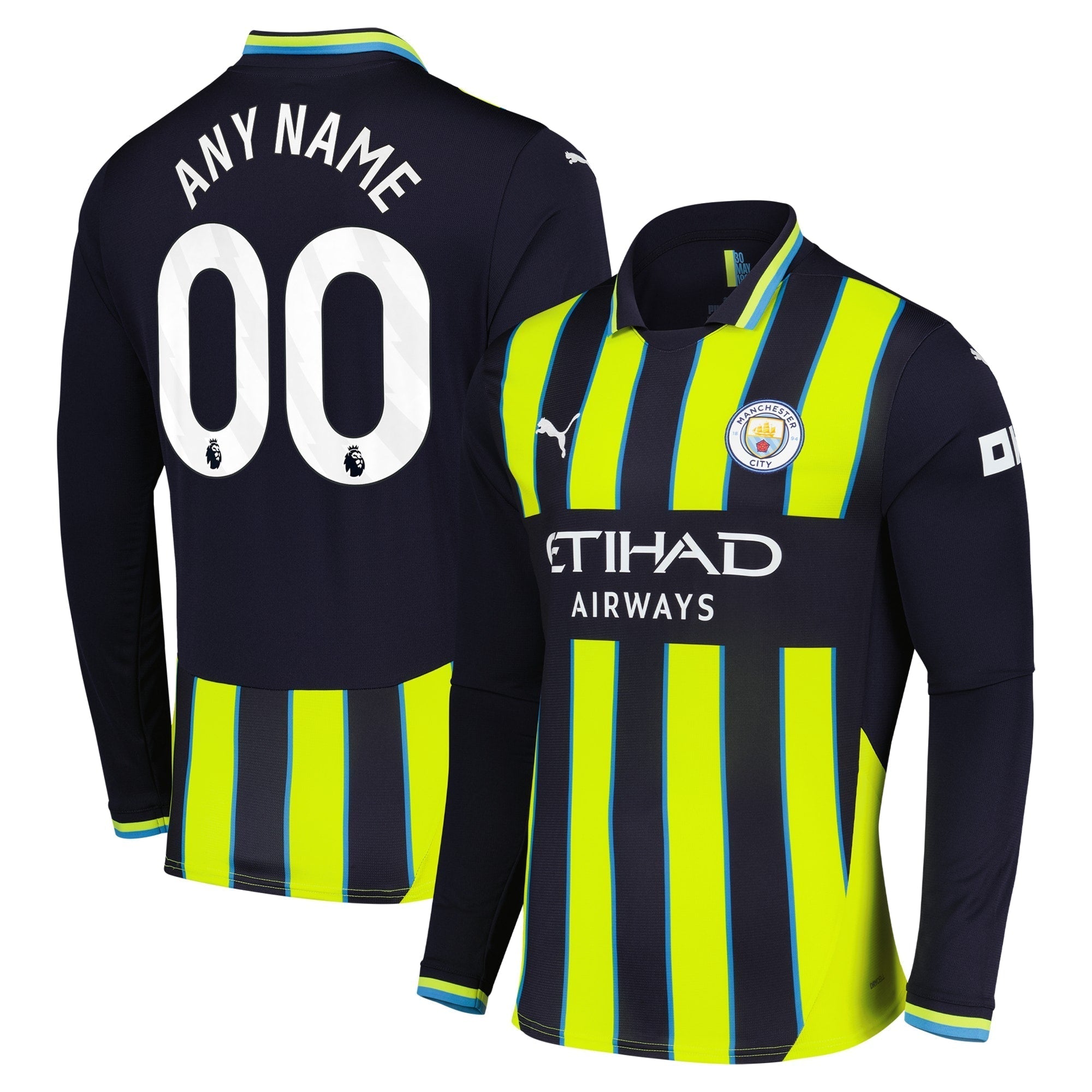 Manchester City 2024/25 Away Long Sleeve Custom Soccer Shirt - Navy