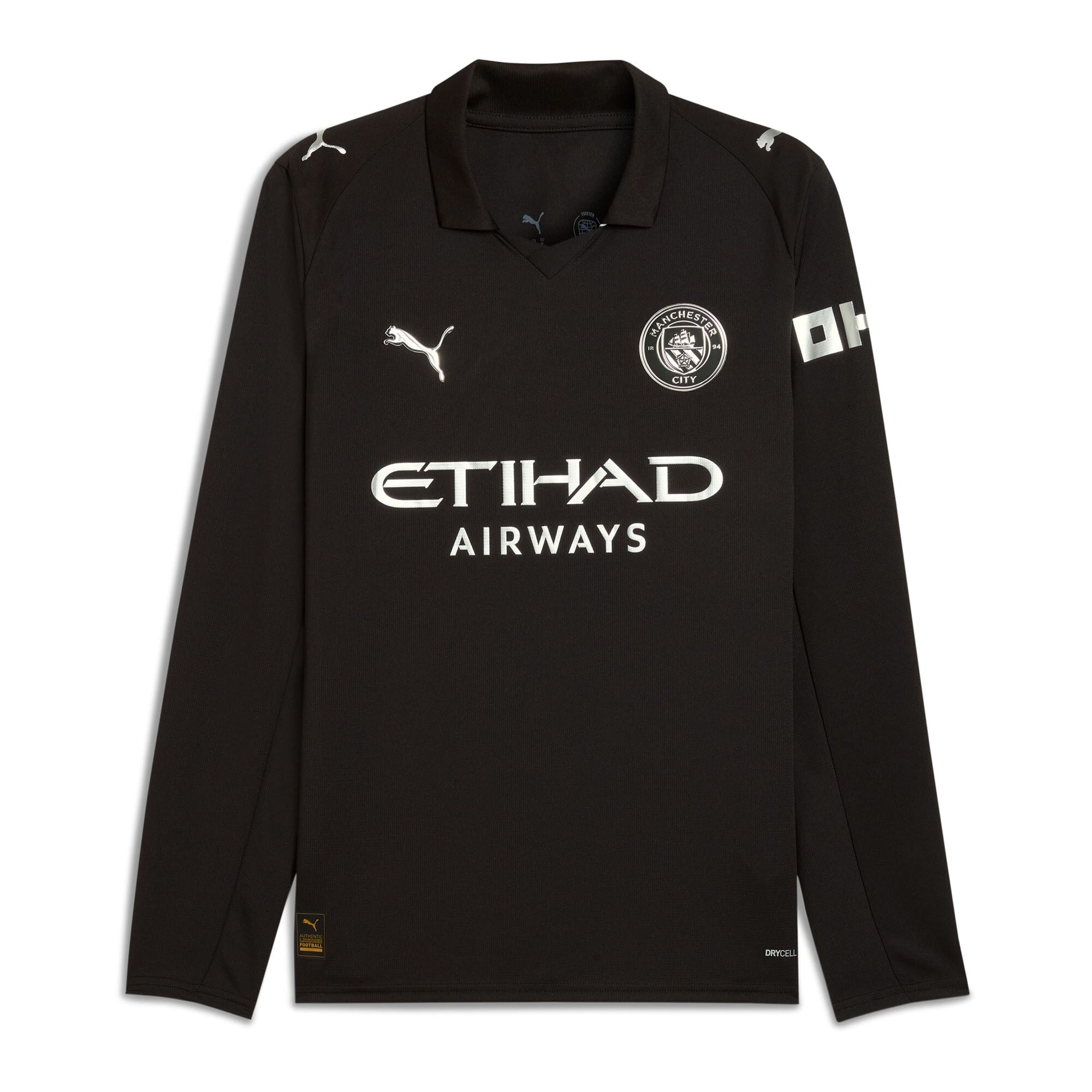 Manchester City 2025/26 Away Long Sleeve Custom Soccer Shirt - Black
