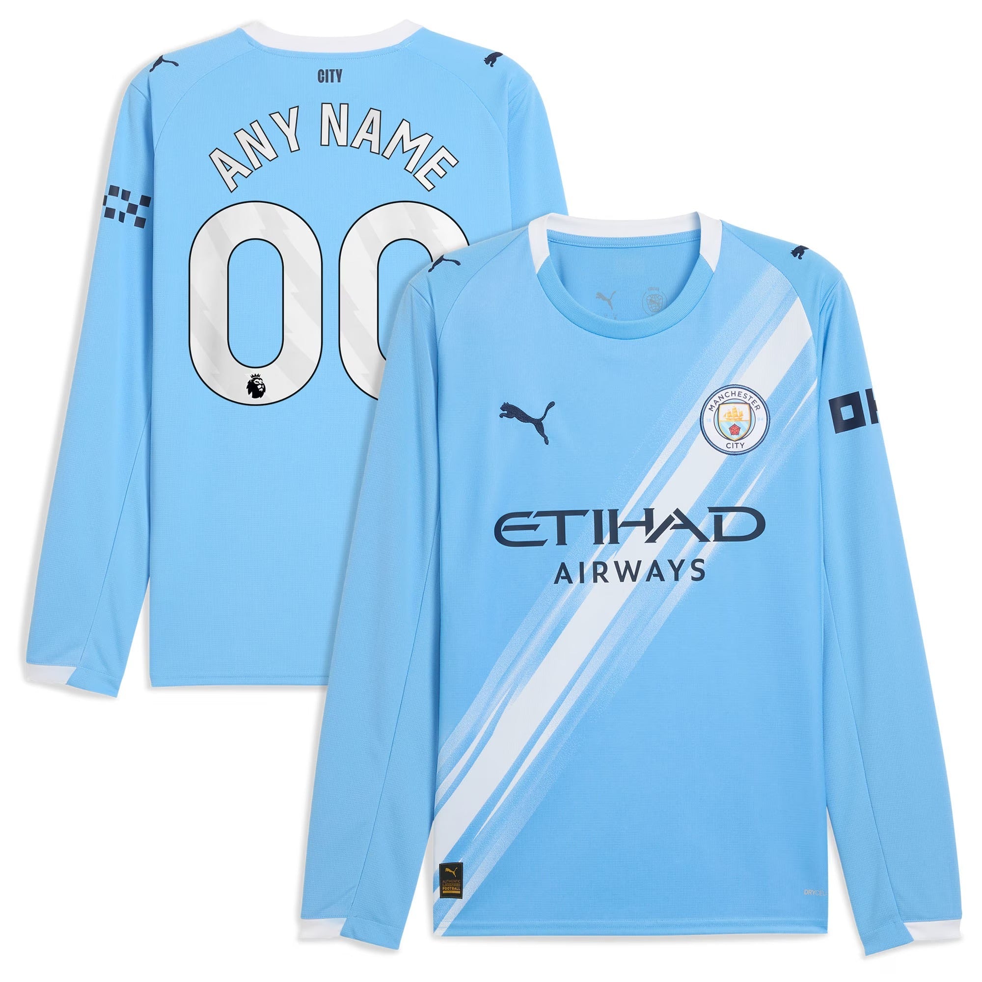Manchester City 2025/26 Home Long Sleeve Custom Soccer Shirt - Sky Blue