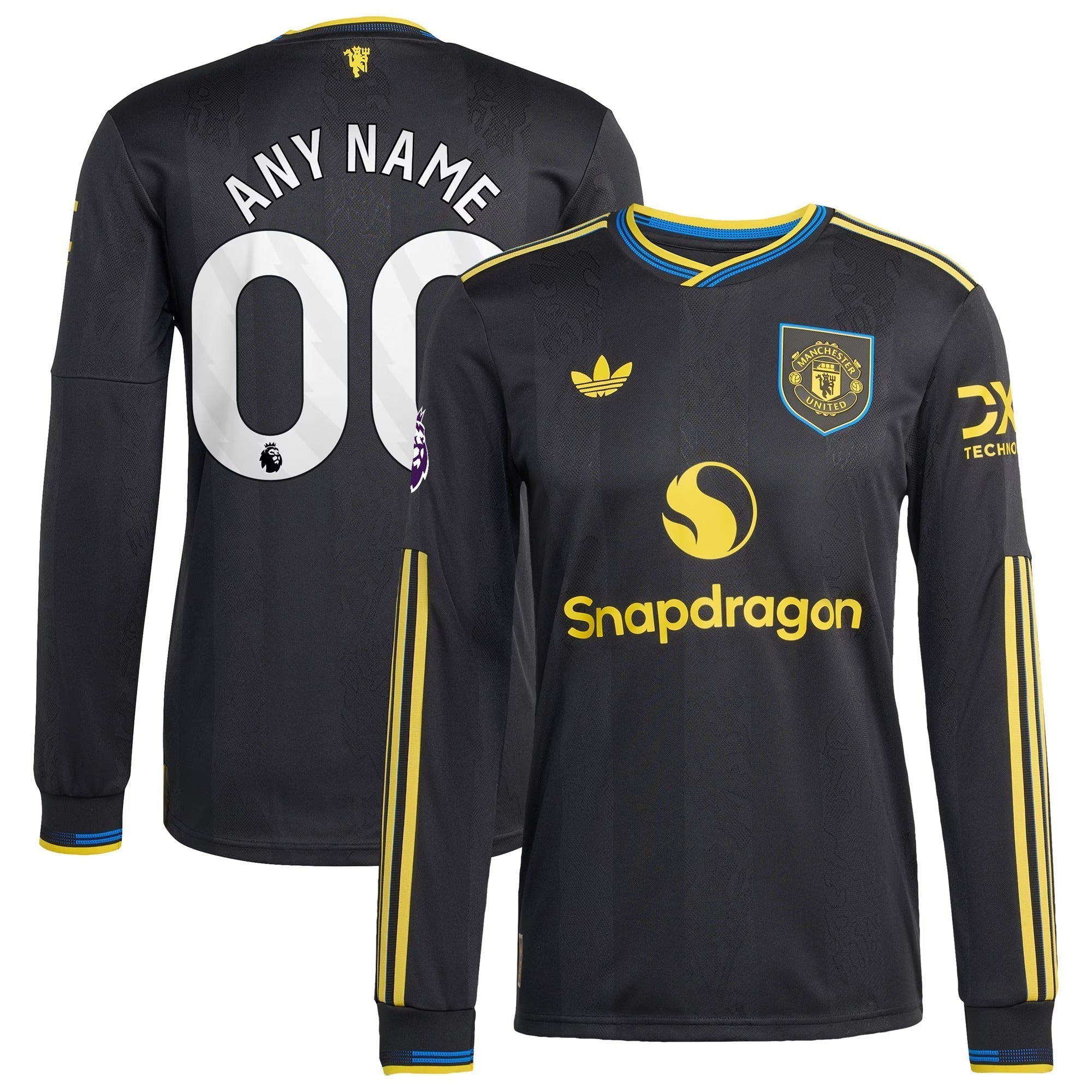 Manchester United 2025/26 Third Long Sleeve Custom Soccer Shirt - Black