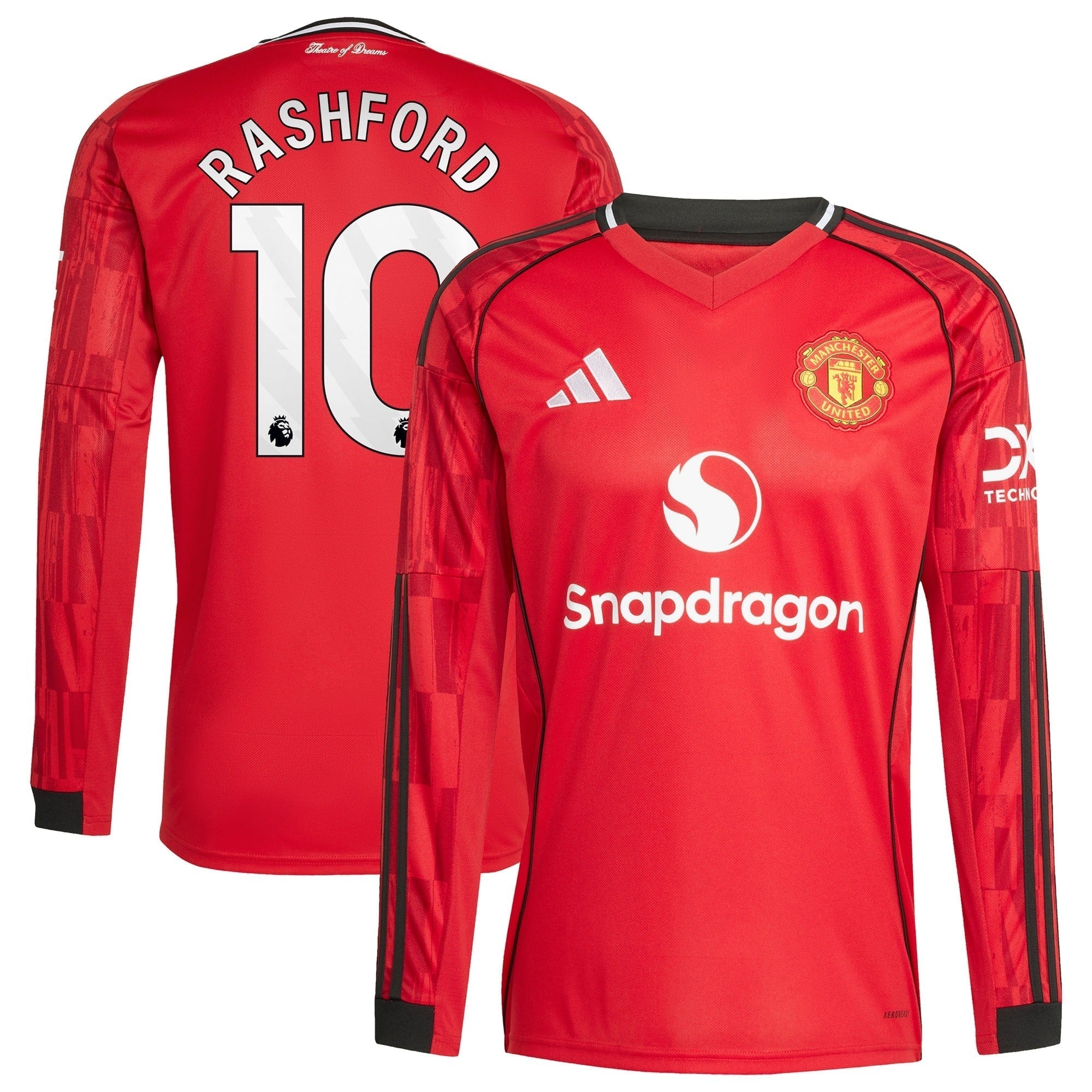 Marcus Rashford Manchester United Home 2025/26 Player Long Sleeve Soccer Shirt - Red