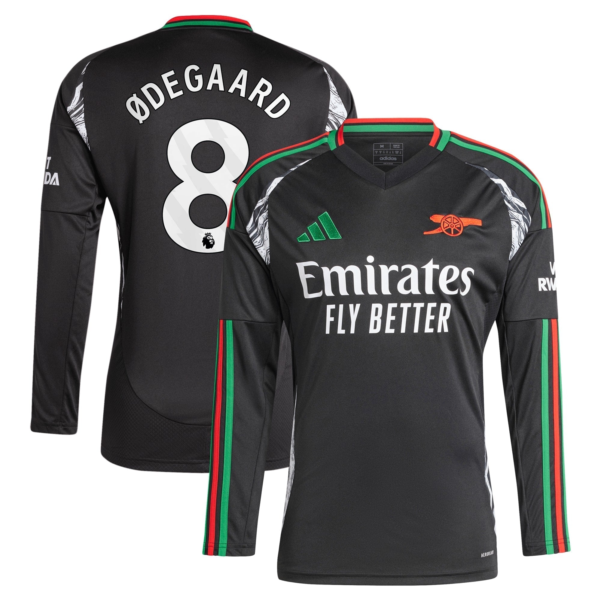Martin Odegaard Arsenal 2024/25 Away Long Sleeve Player Soccer Shirt - Black