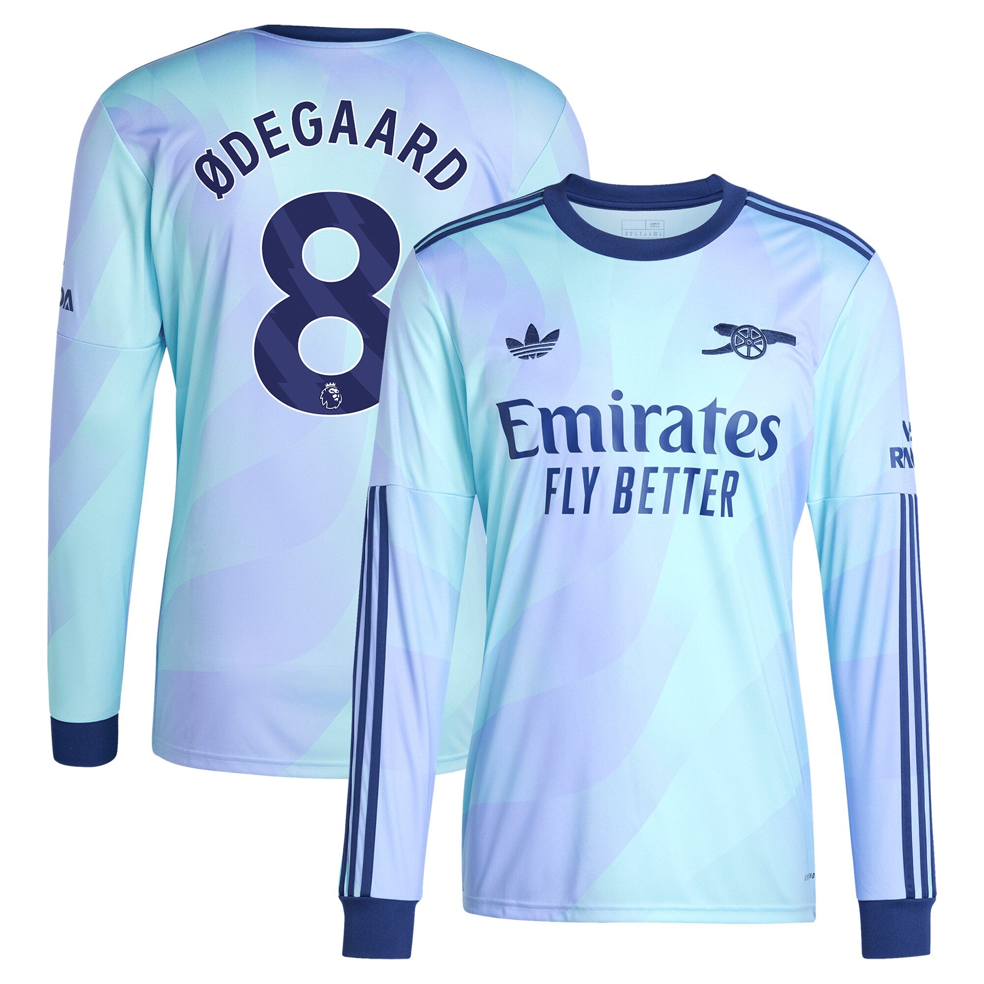 Martin Odegaard Arsenal 2024/25 Third Long Sleeve Player Soccer Shirt - Aqua