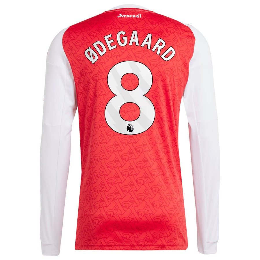 Martin Ødegaard Arsenal 2025/26 Home Long Sleeve Player Soccer Shirt - Red