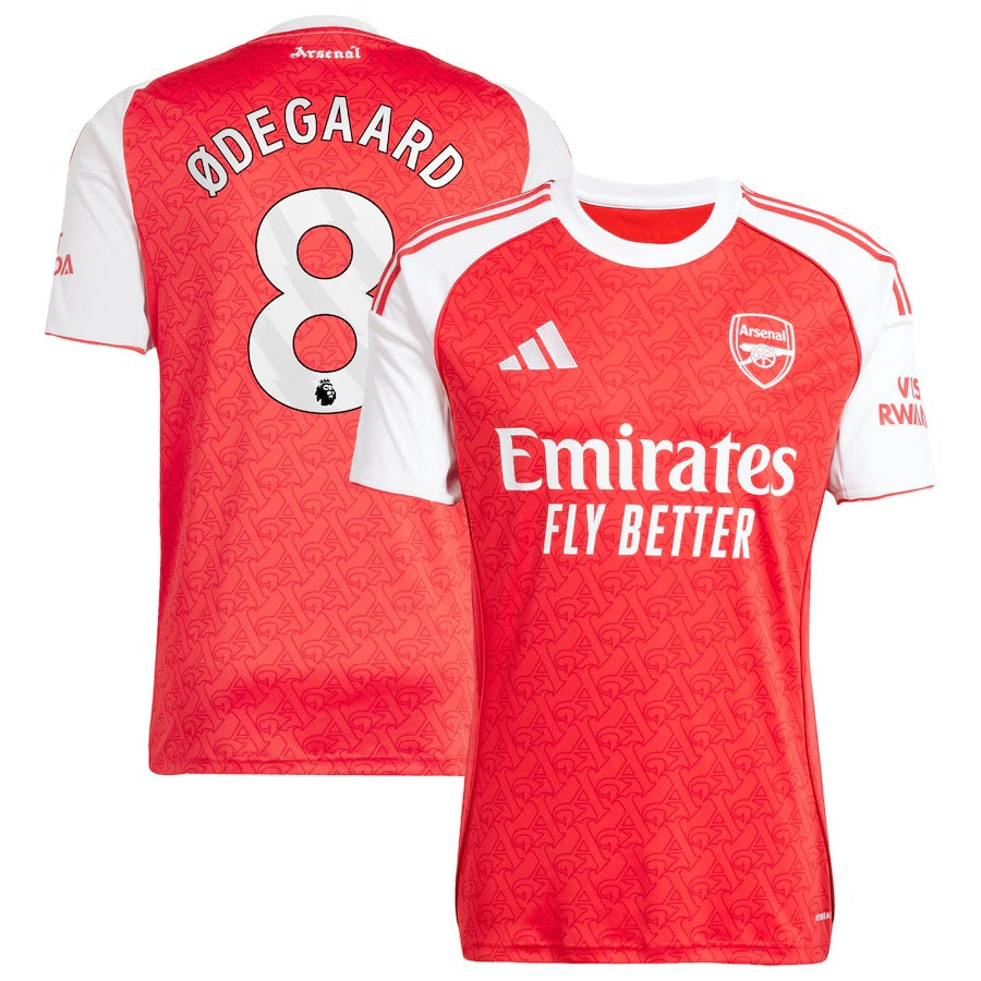 Martin Ødegaard Arsenal 2025/26 Home Player Soccer Shirt - Red