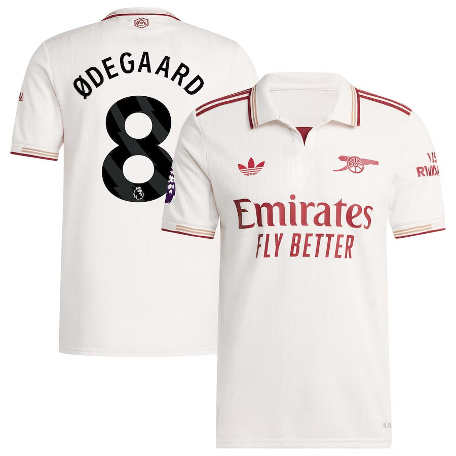 Martin Ødegaard Arsenal 2025/26 Third Player Soccer Shirt - White