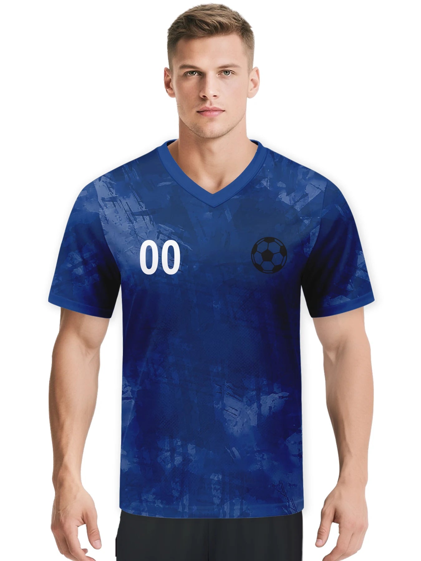 Men's Elite Football Training Top - Moisture-Wicking Personalized Soccer Jersey - Cobalt Blue