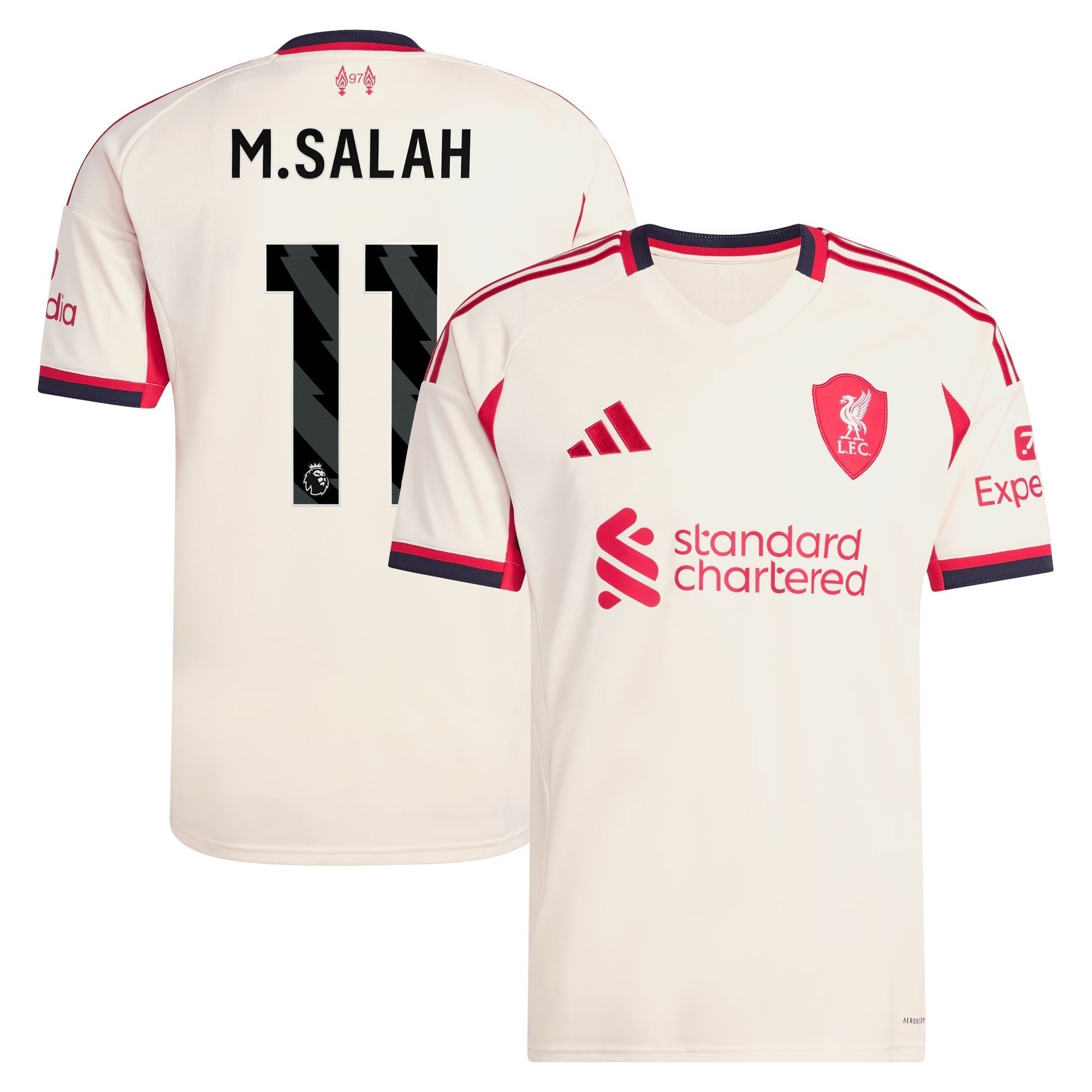 Mohamed Salah Liverpool 2025/26 Away Player Soccer Shirt - White