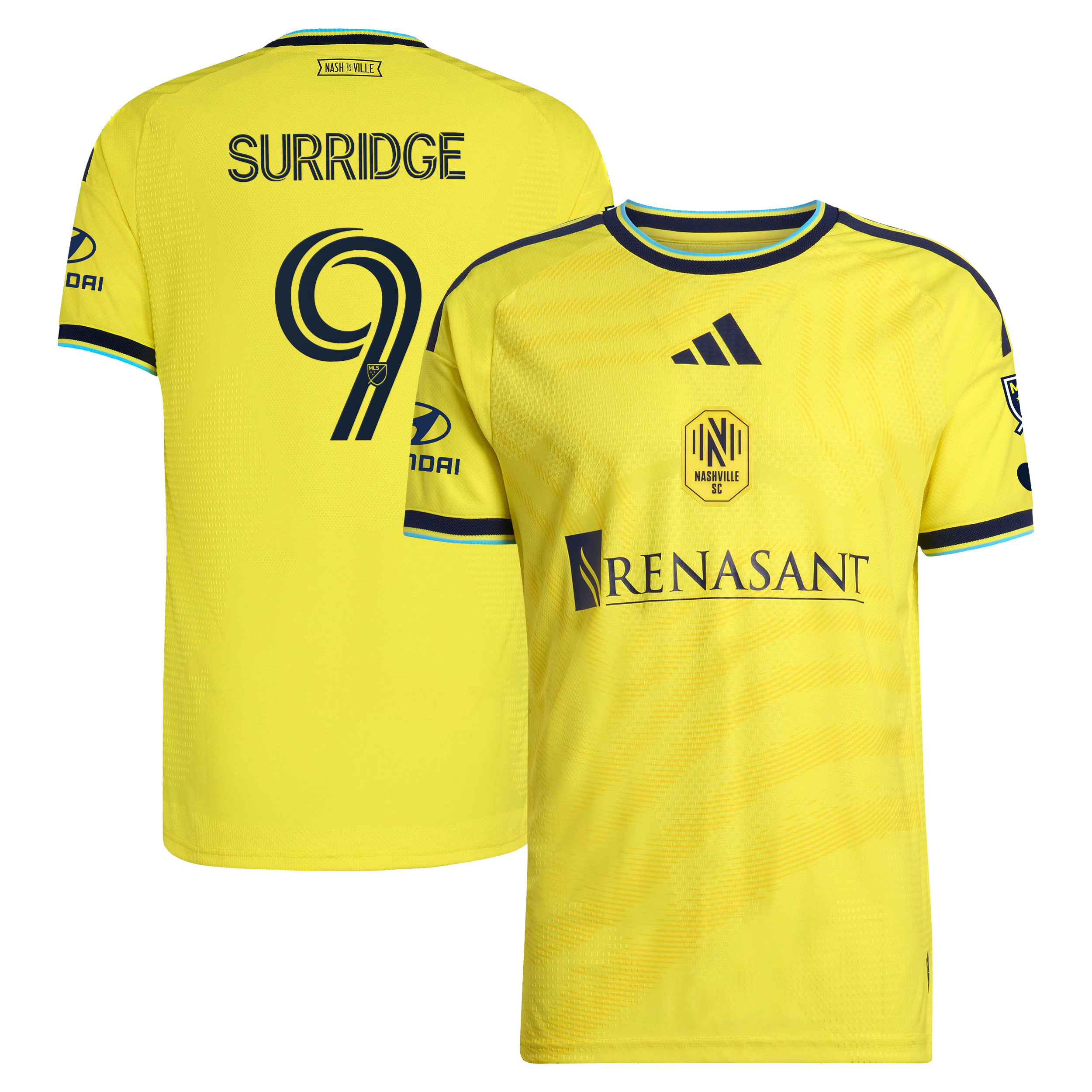 Nashville SC // Sam Surridge #9 Official 2026 The Reverb On-Field Patch Jersey – Yellow