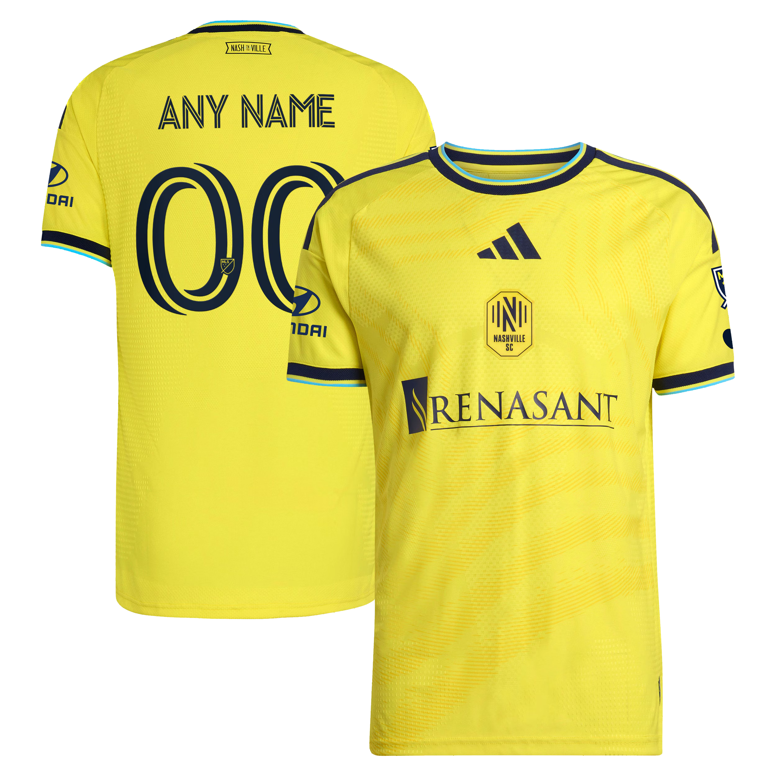 Nashville SC // adidas Official 2026 The Reverb On-Field Patch Custom Jersey – Yellow