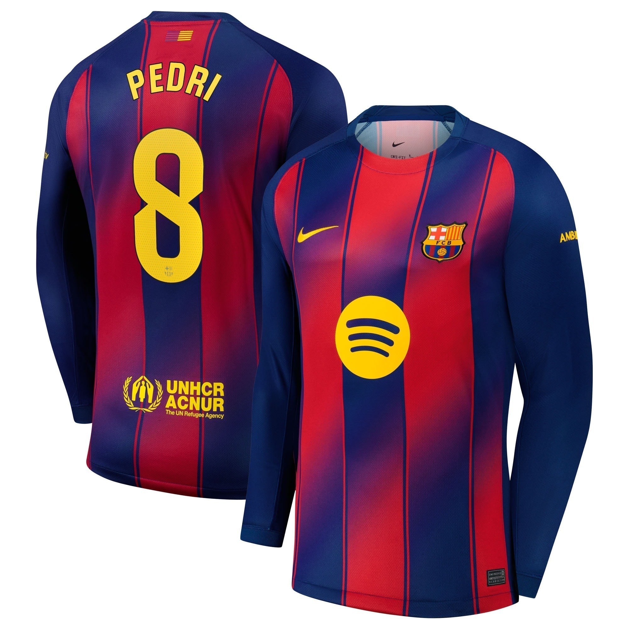 Pedri Barcelona 2025/26 Home Long Sleeve Soccer Shirt - Navy