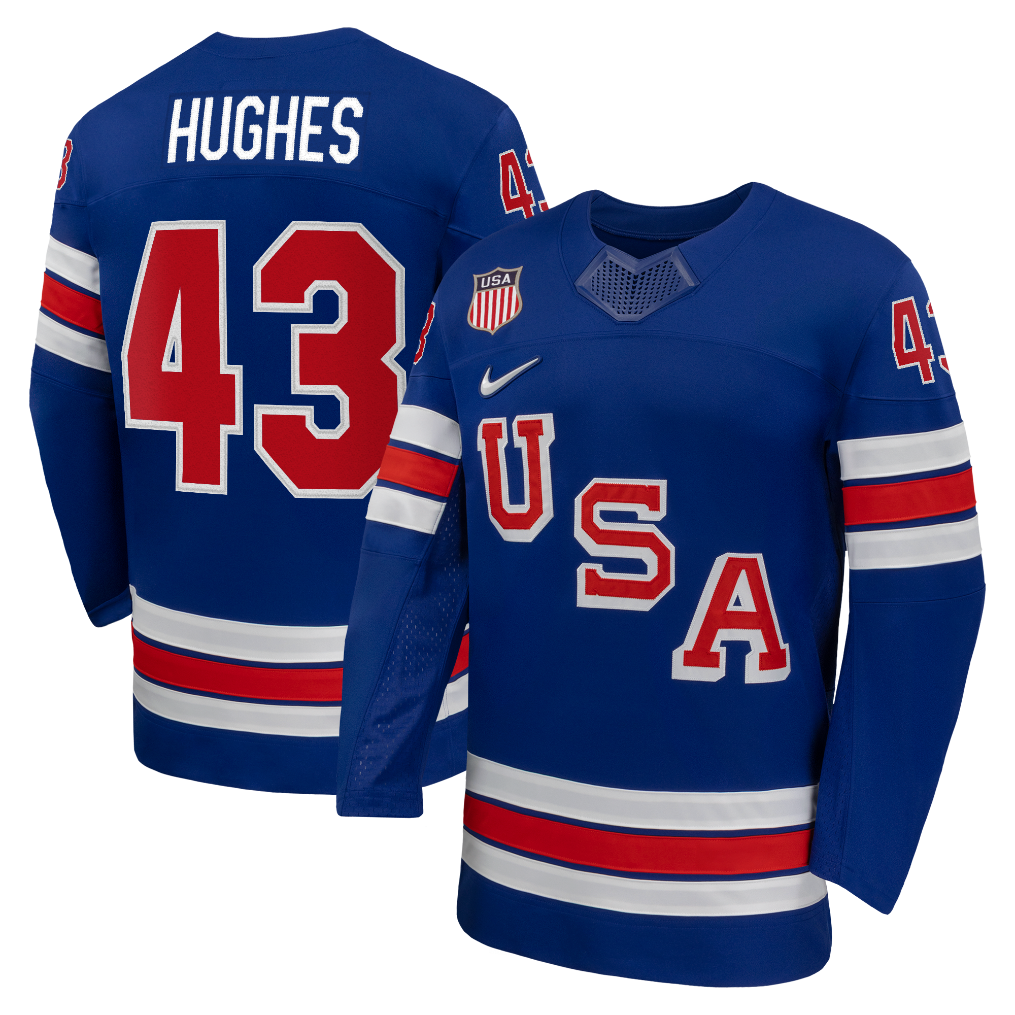 Nike Quinn Hughes #43 USA Hockey 2026 Home Jersey - Royal Blue
