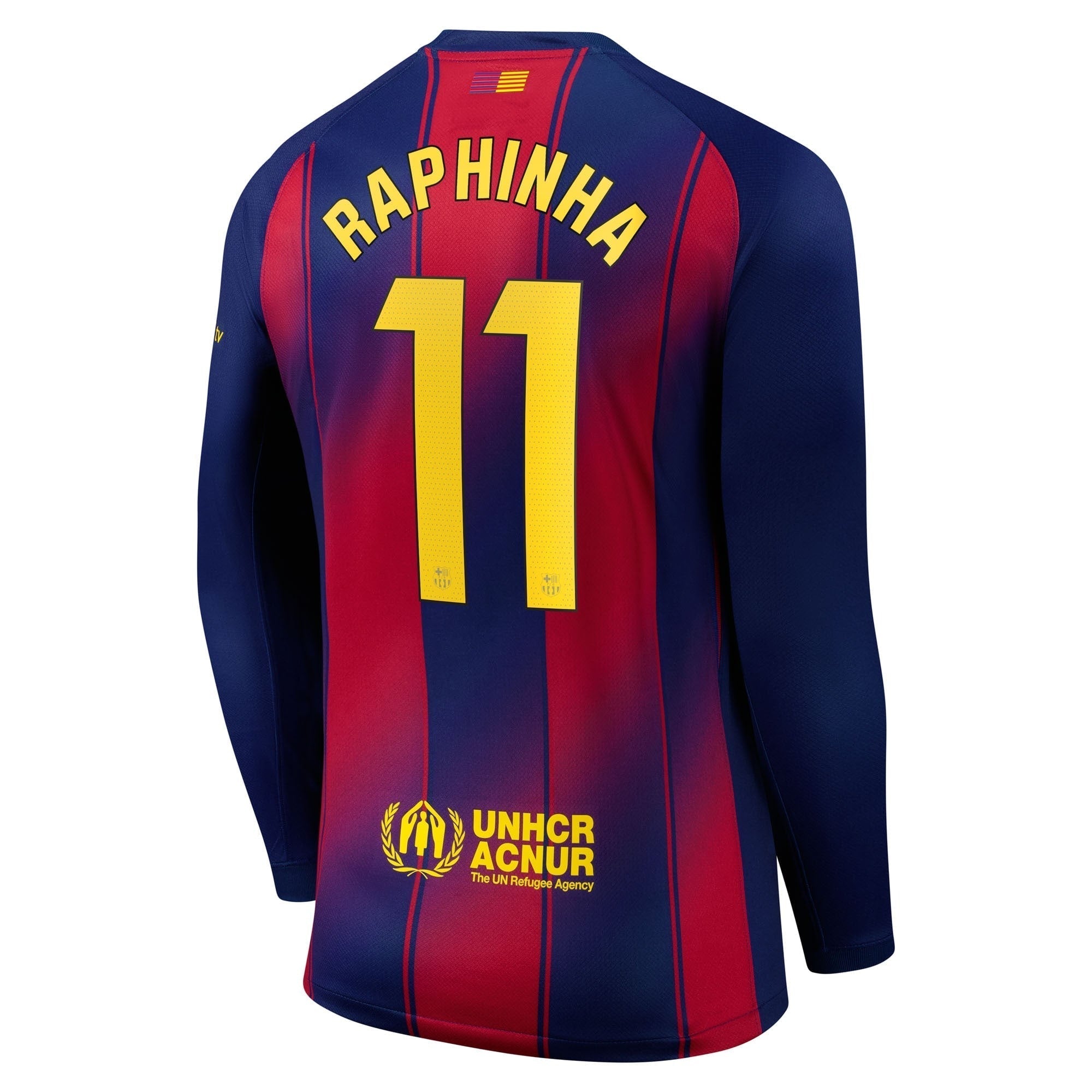 Raphinha Barcelona 2025/26 Home Long Sleeve Soccer Shirt - Navy