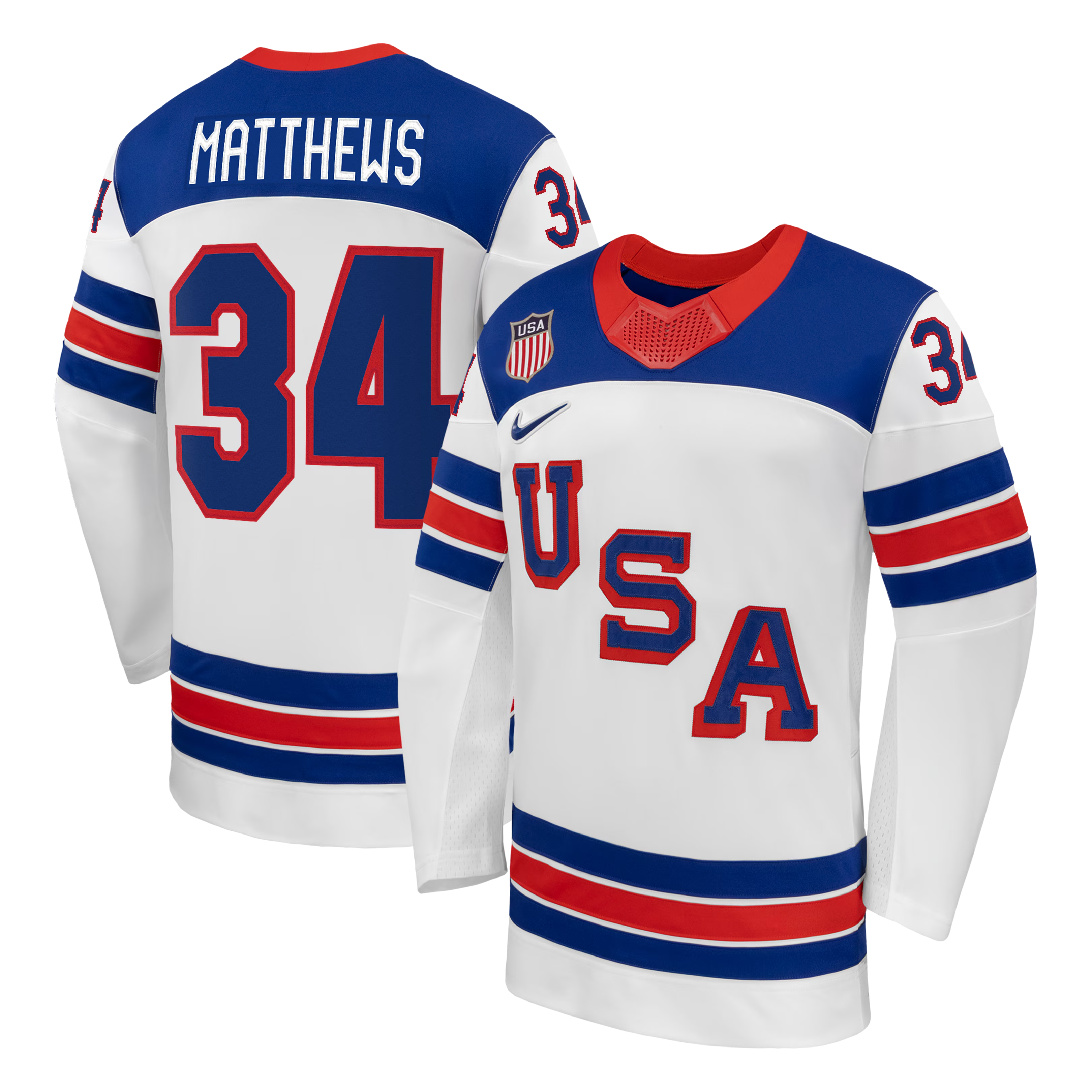Nike USA Hockey 2026 Home Supporter Edition Jersey – Auston Matthews #34 – Royal Blue