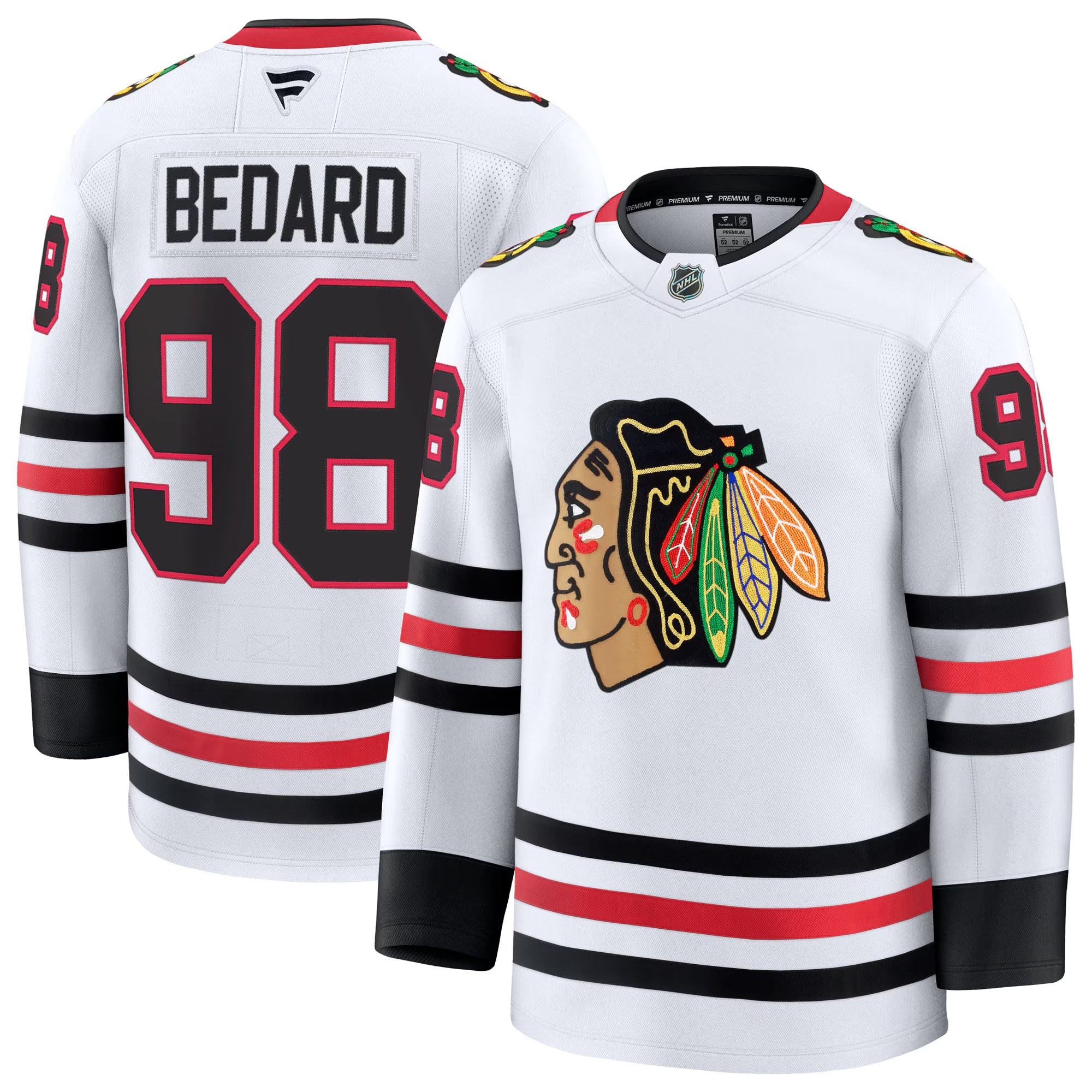 Official Fanatics Connor Bedard Chicago Blackhawks White Away Premium Jersey