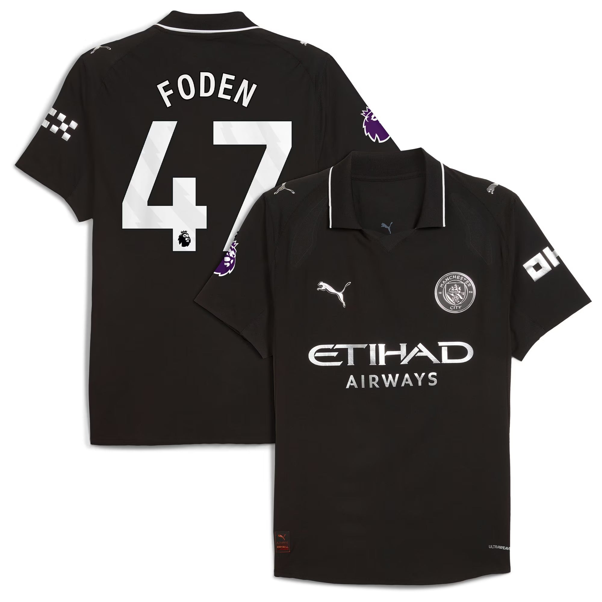 Phil Foden Manchester City 2025/26 Away Player Soccer Shirt - Black
