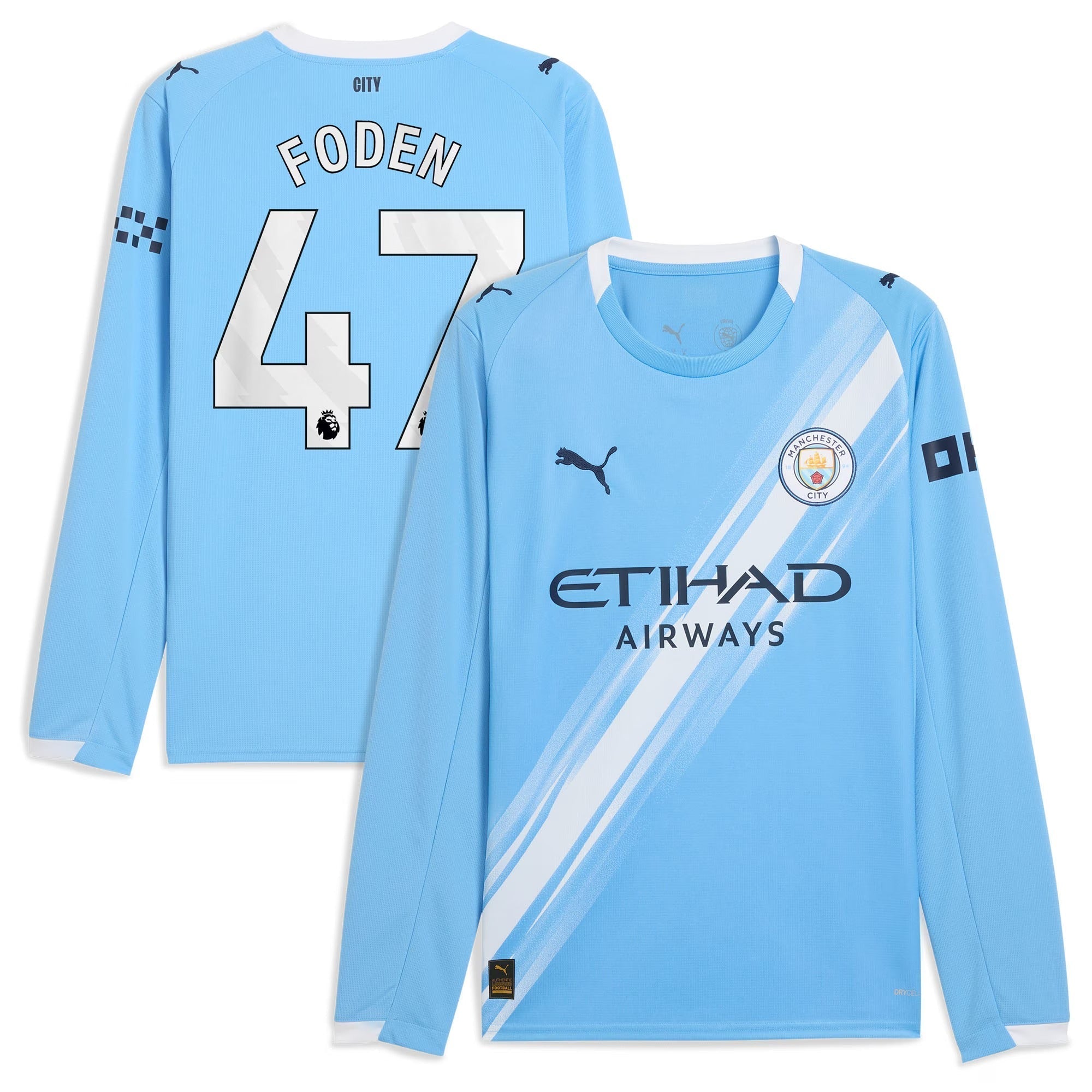 Phil Foden Manchester City 2025/26 Home Long Sleeve Player Soccer Shirt - Sky Blue