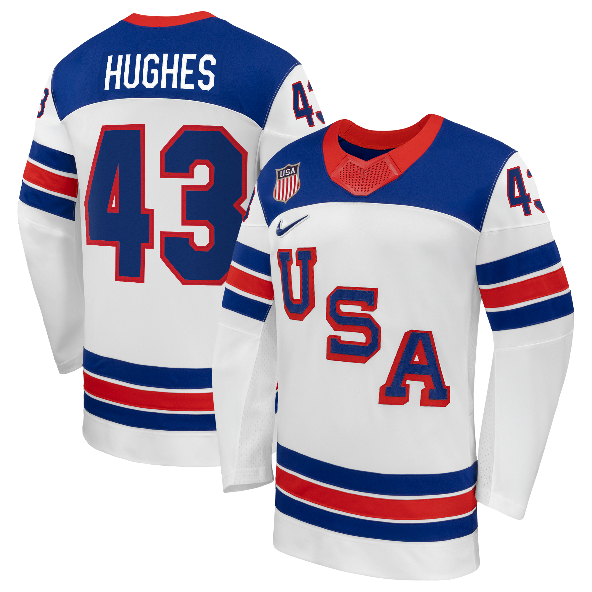 Quinn Hughes #43 USA Hockey 2026 Away Jersey - Nike White