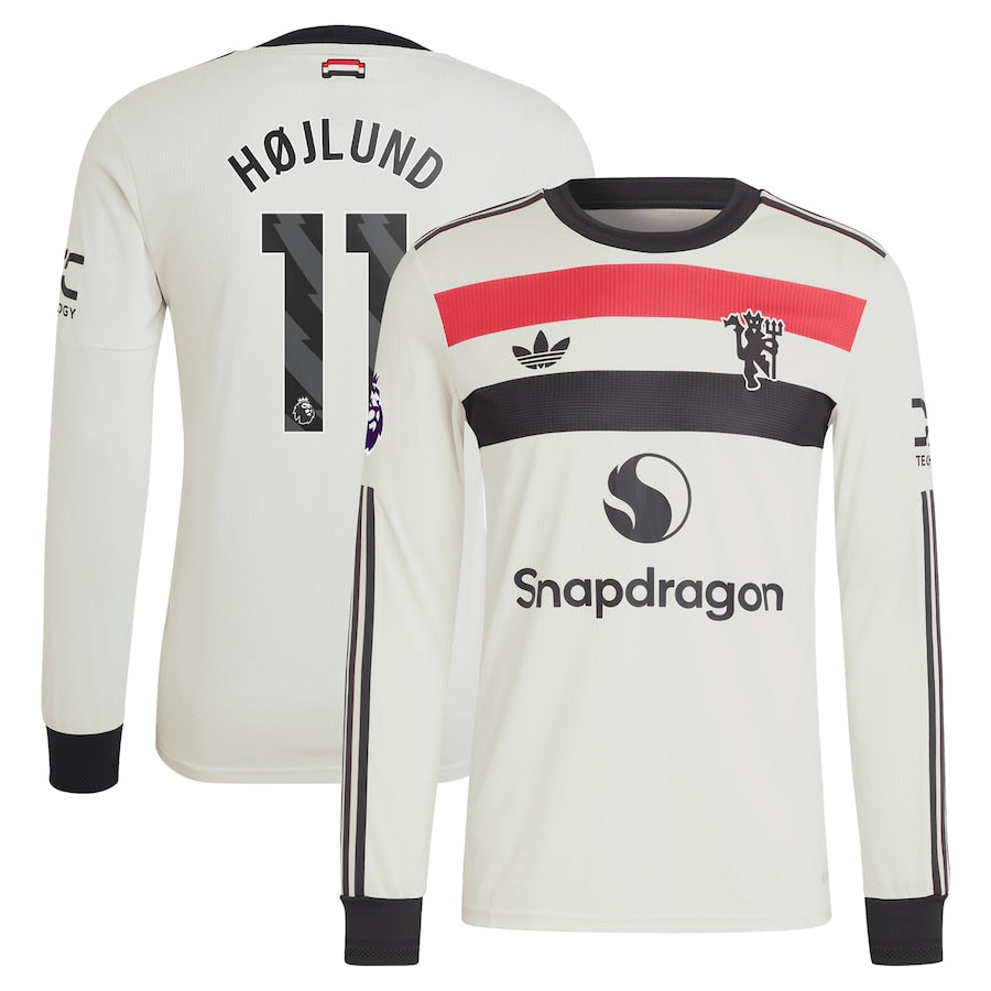 Rasmus Højlund Manchester United 2024/25 Third Long Sleeve Soccer Shirt - Cream