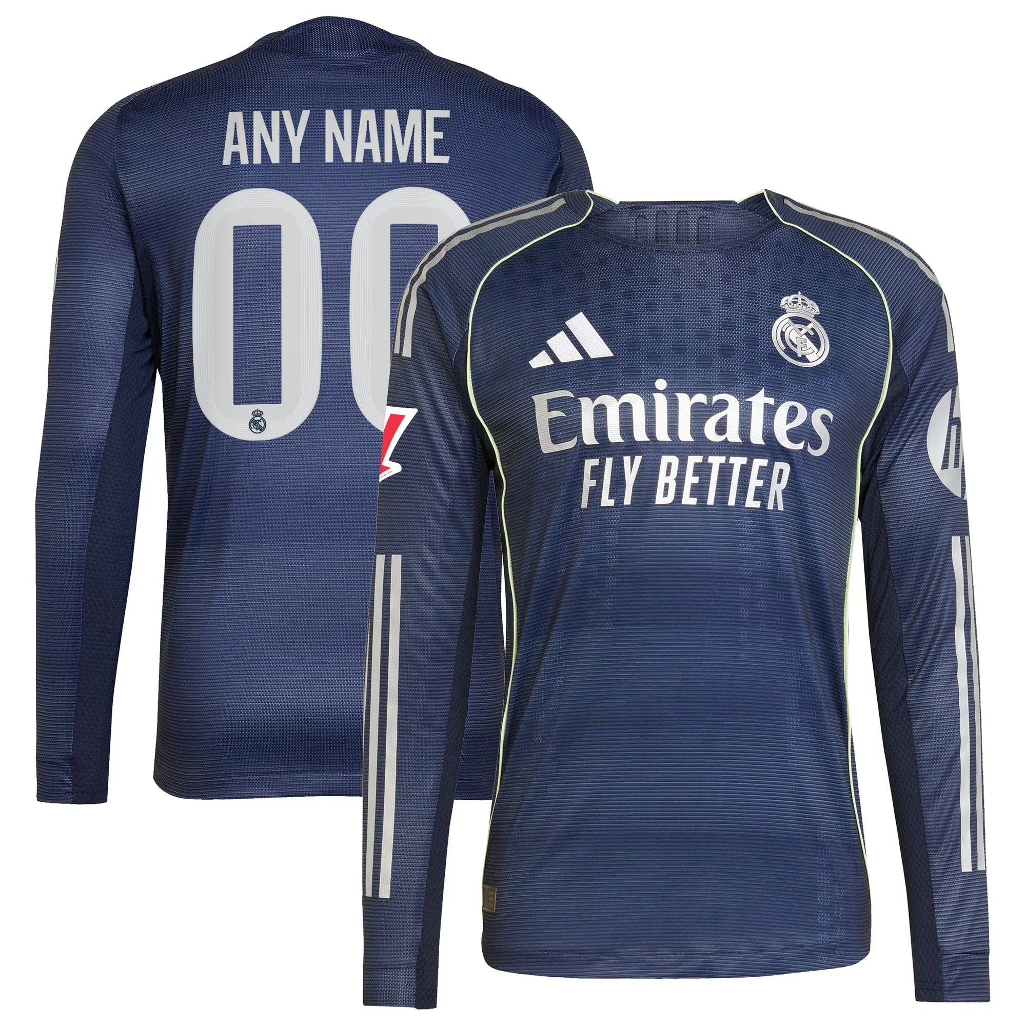 Real Madrid 2025/26 Away Long Sleeve Custom Soccer Shirt - Blue