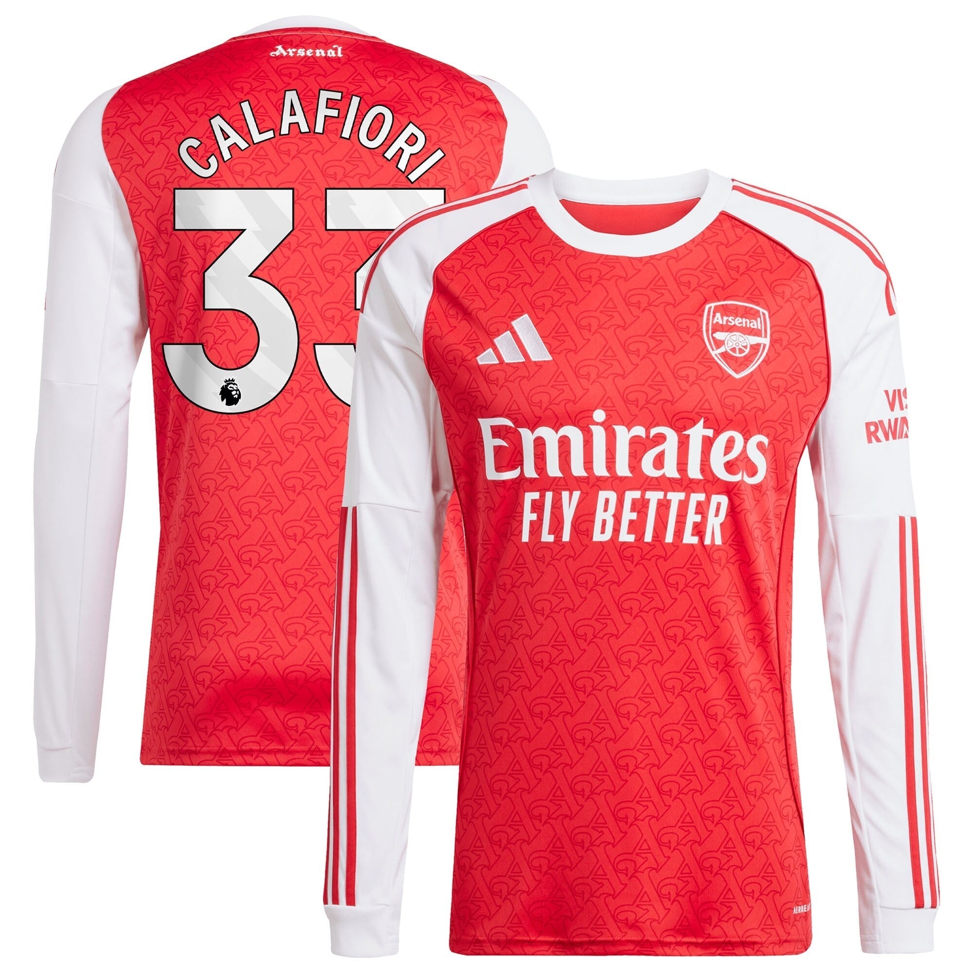 Riccardo Calafiori Arsenal 2025/26 Home Long Sleeve Player Soccer Shirt - Red