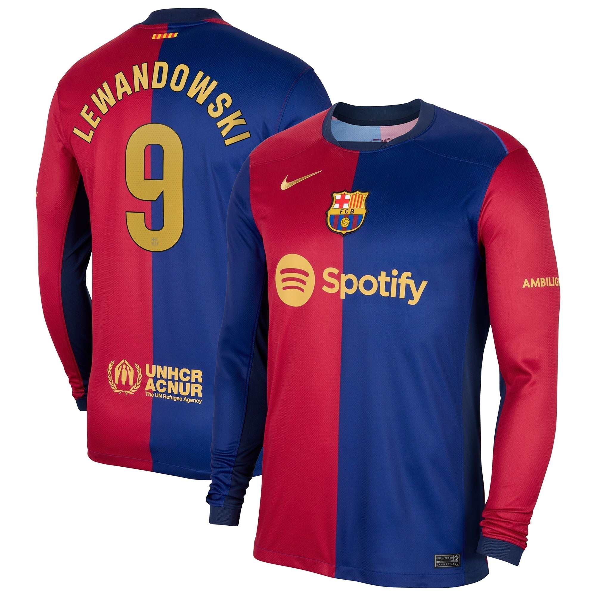 Robert Lewandowski Barcelona 2024/25 Home Long Sleeve Player Soccer Shirt - Royal